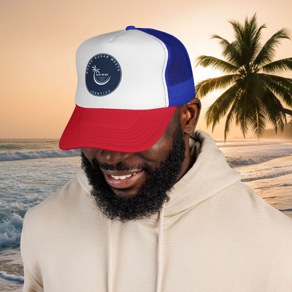 Coastal Vibes Trucker Cap â€” Ocean Club Palm Patch Snapback