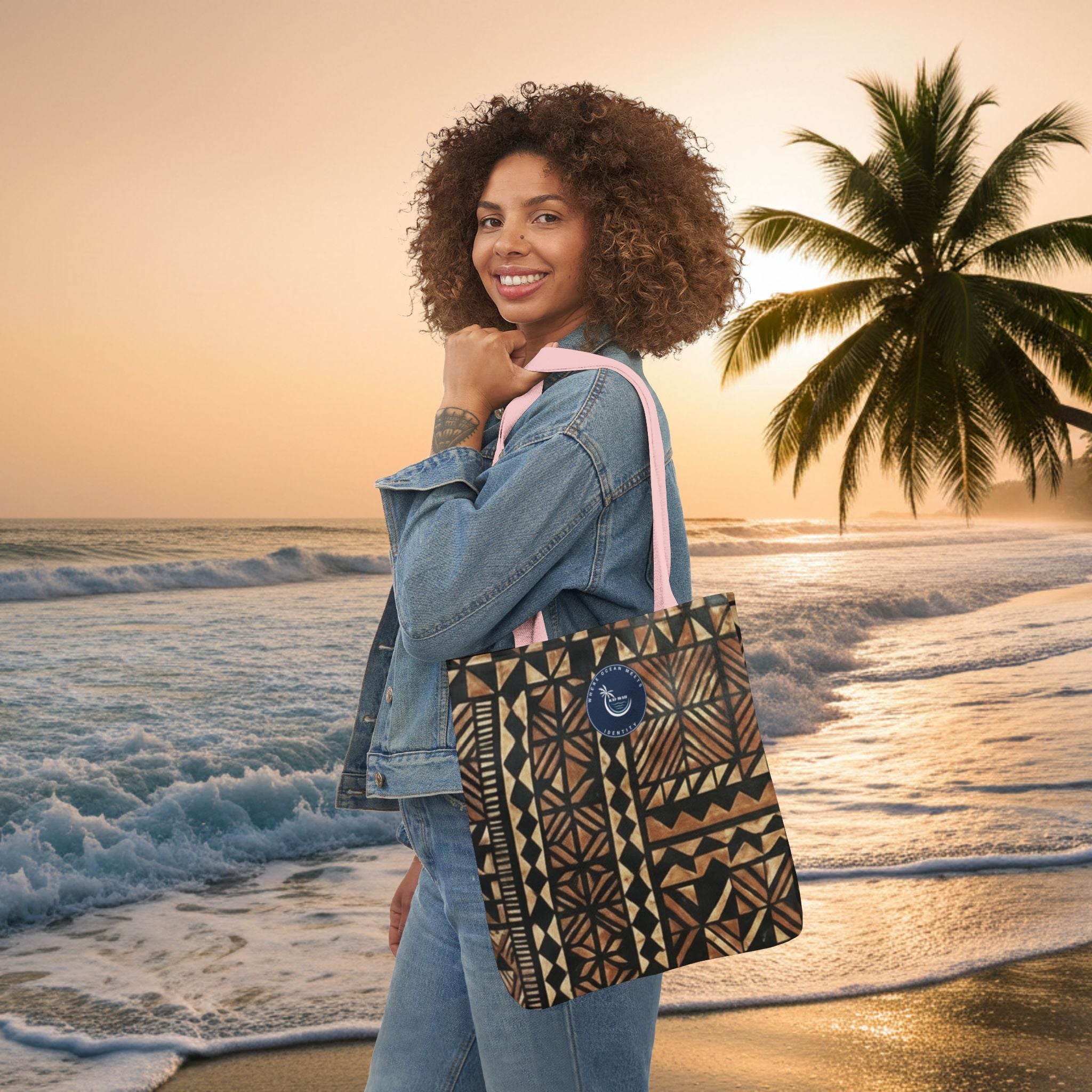 Tribal Pattern Canvas Tote Bag — Beach Market Tote Bag