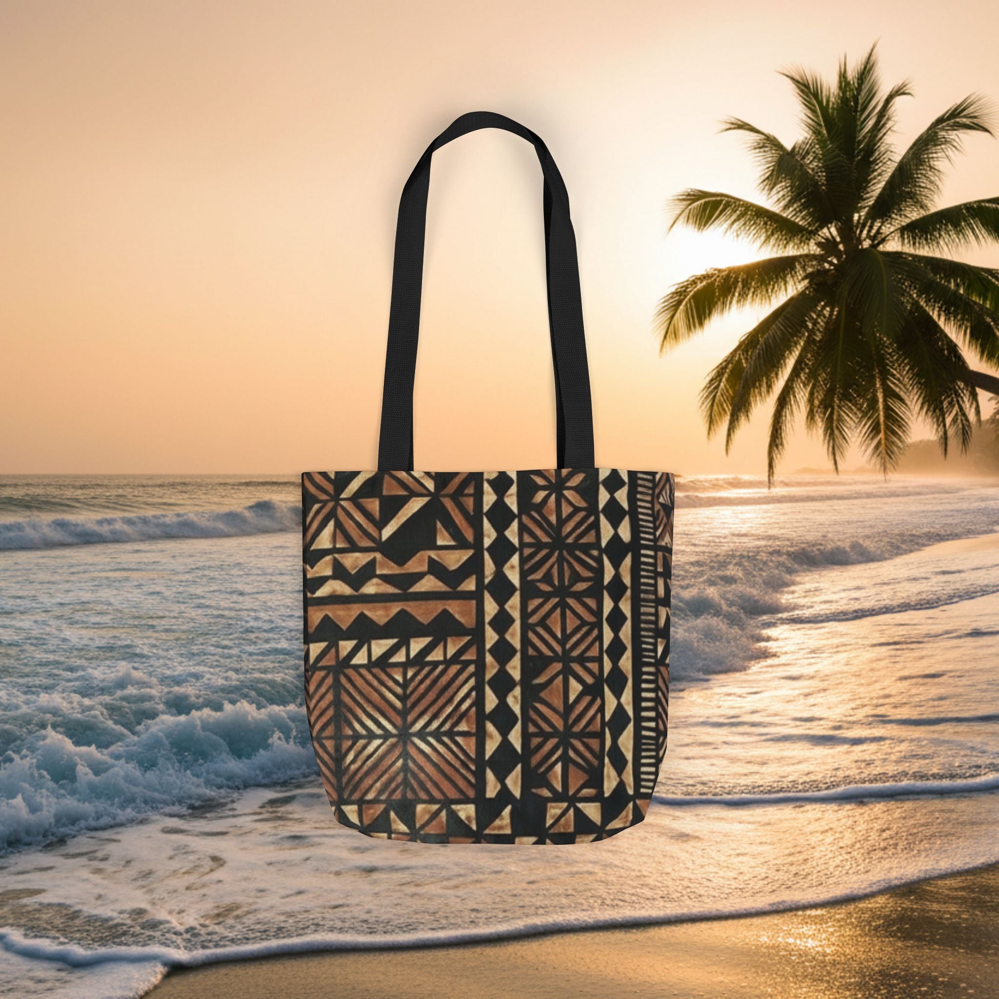 Tribal Pattern Canvas Tote Bag — Beach Market Tote Bag