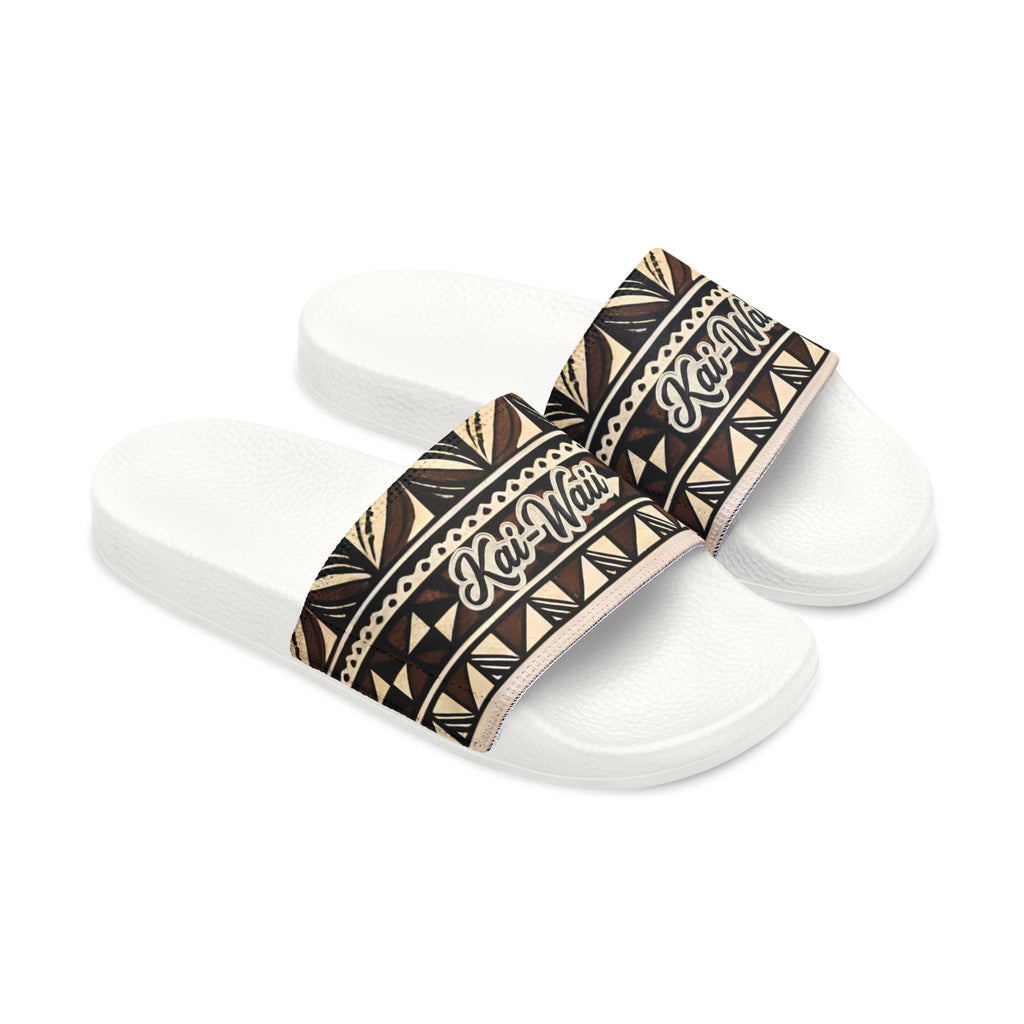 Men’s Slide Sandals with Tribal Print Straps — (Straps are removable)