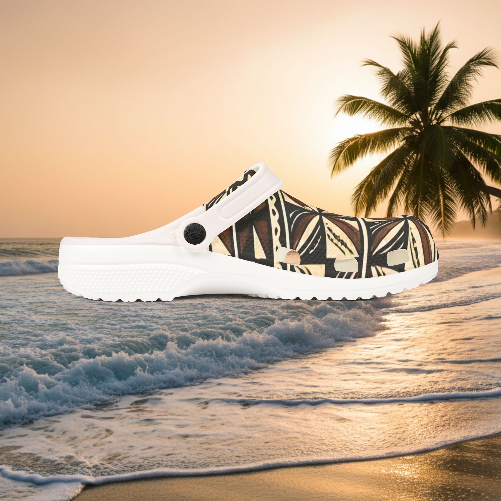 Tropical Tribal EVA Foam Clogs — Patterned Beach Slip-Ons