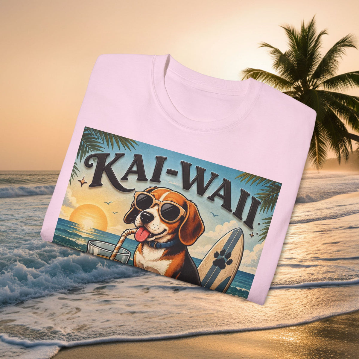 T-Shirt — KAI-WAII 'Paws and Relax' Beach Dog Graphic Tee