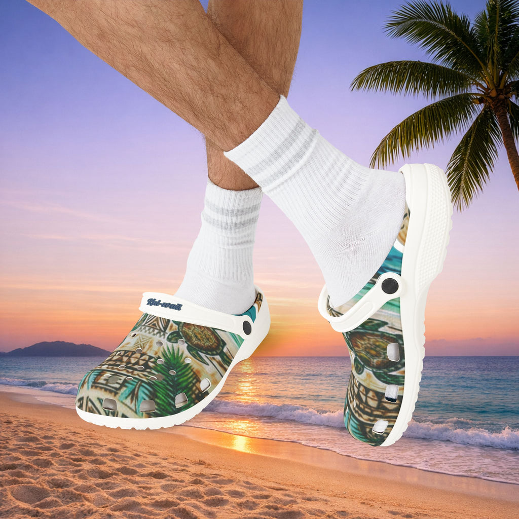 Tiki Palm Clogs — Tropical EVA Foam Slip-On Shoes