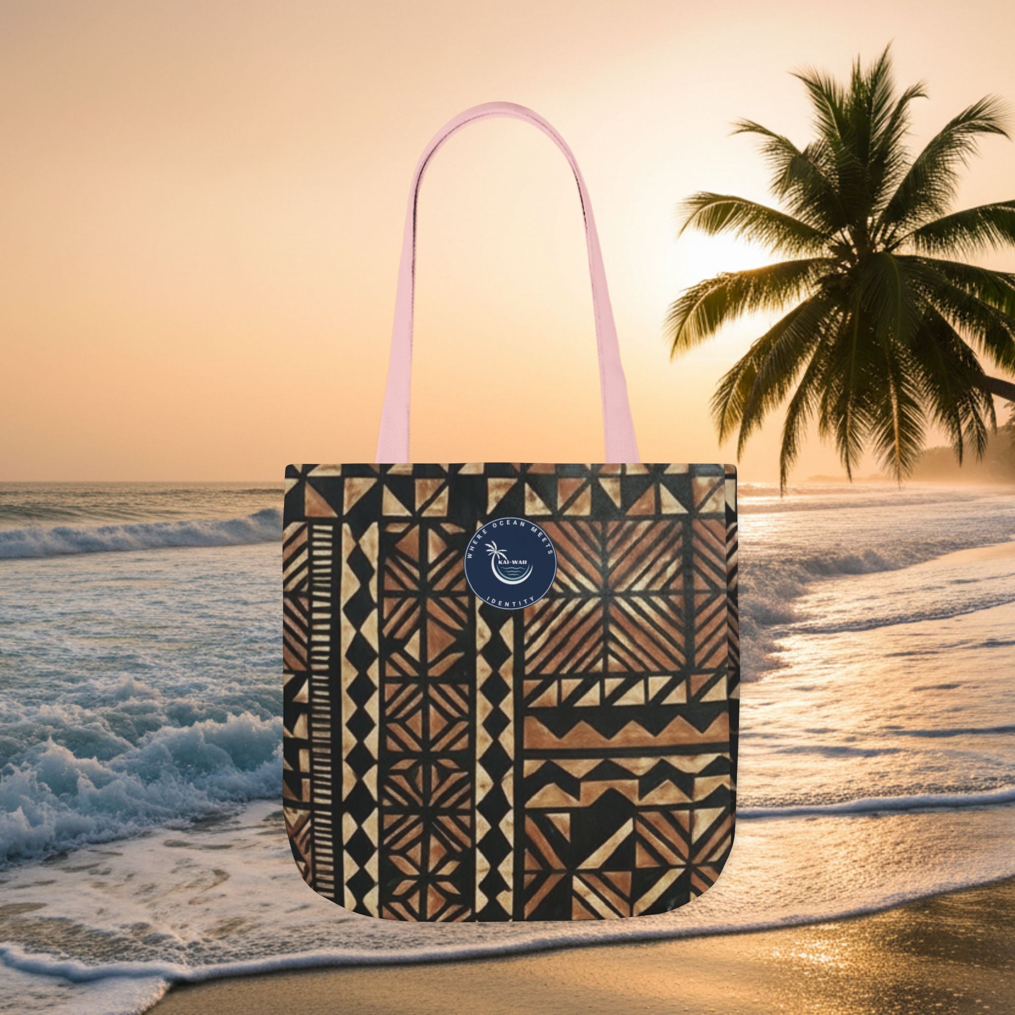 Tribal Pattern Canvas Tote Bag — Beach Market Tote Bag