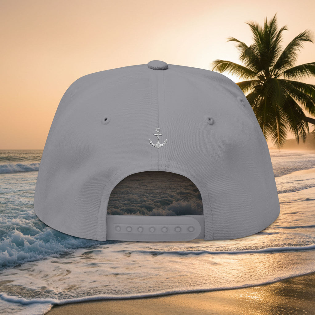 Kai-Wai Embroidered Flat Bill Cap — Nautical Beach Snapback [Personalizable]