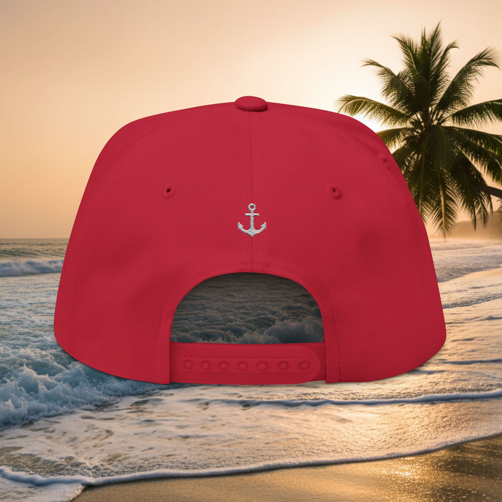 Kai-Wai Embroidered Flat Bill Cap — Nautical Beach Snapback [Personalizable]