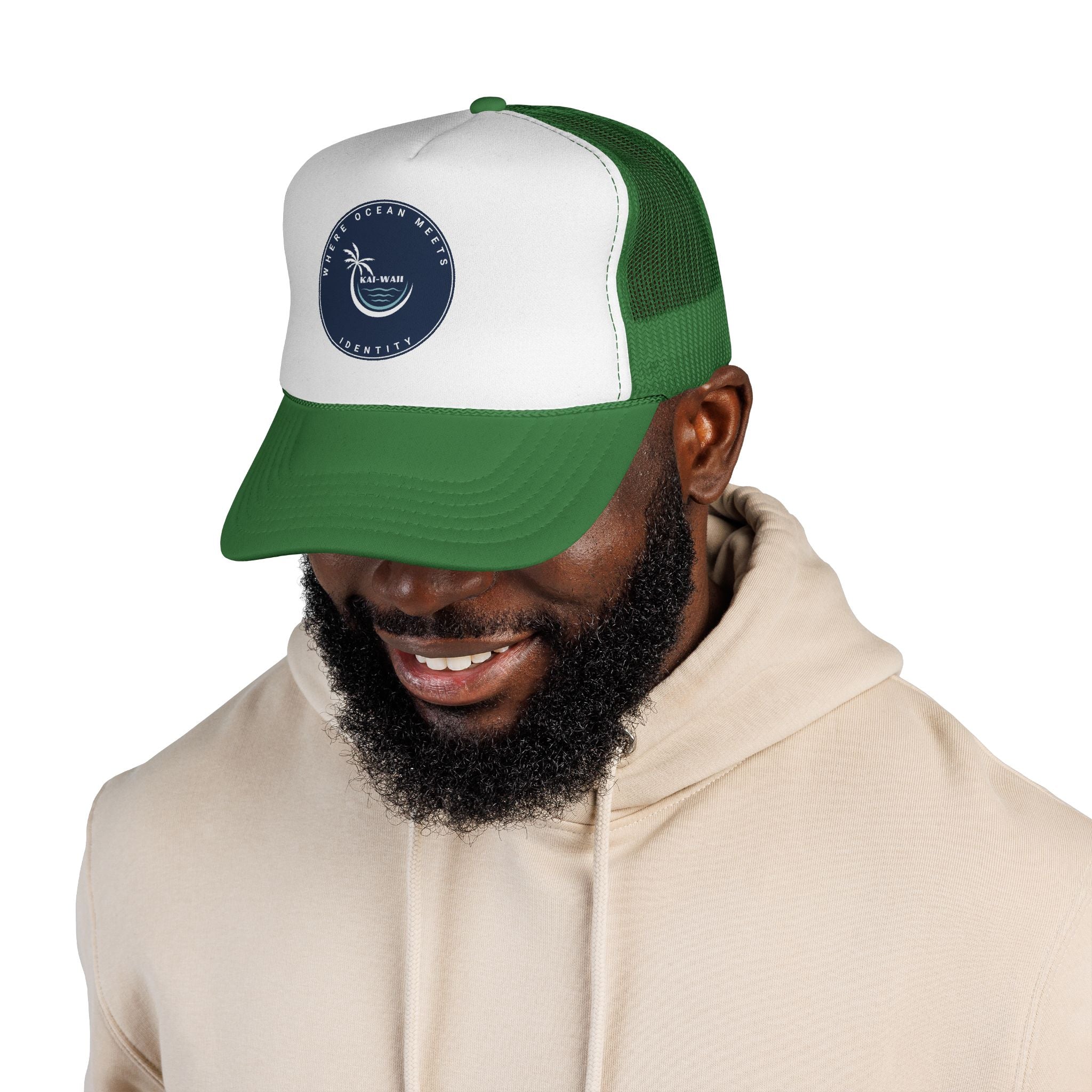 Coastal Vibes Trucker Cap — Ocean Club Palm Patch Snapback