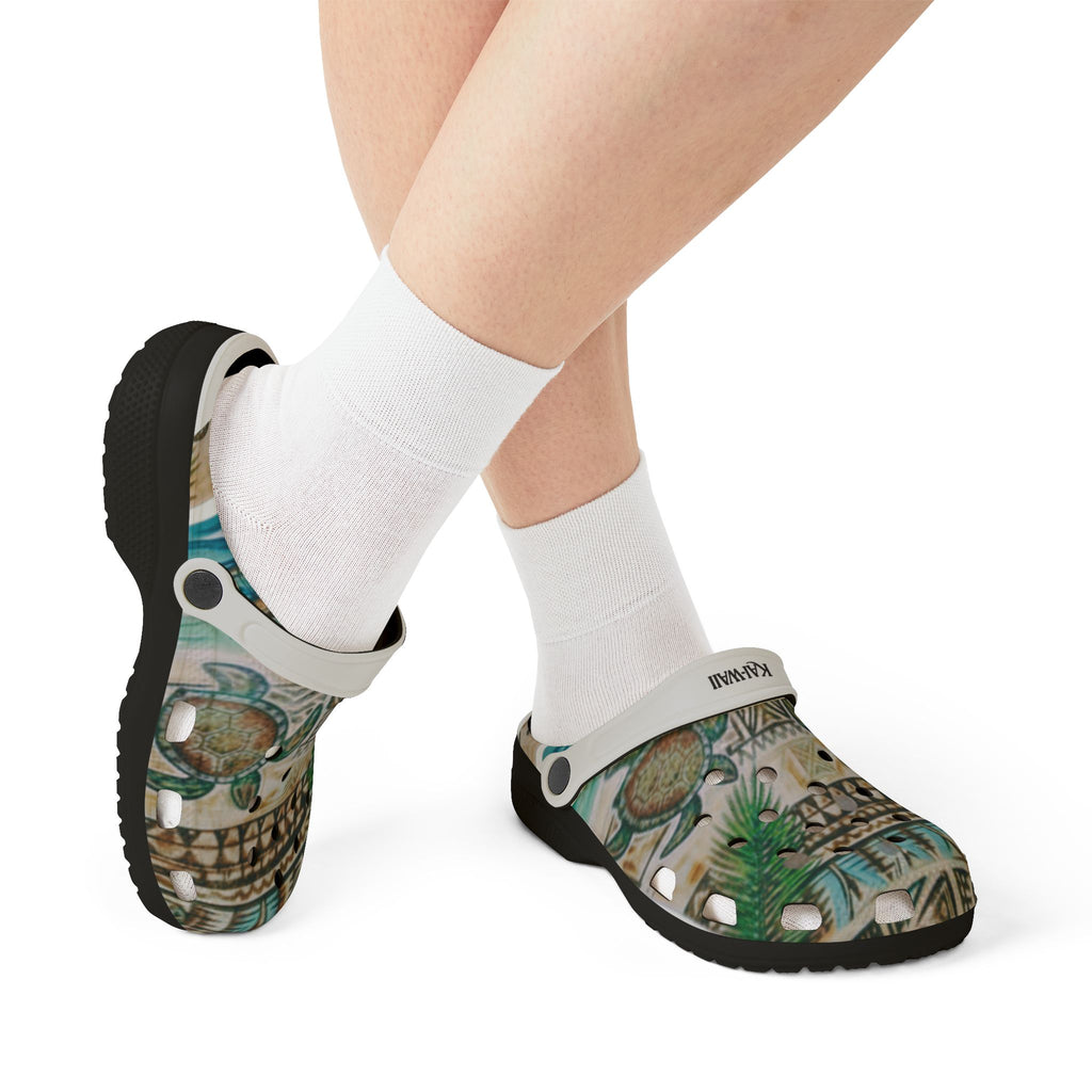 Tiki Palm Clogs — Tropical EVA Foam Slip-On Shoes