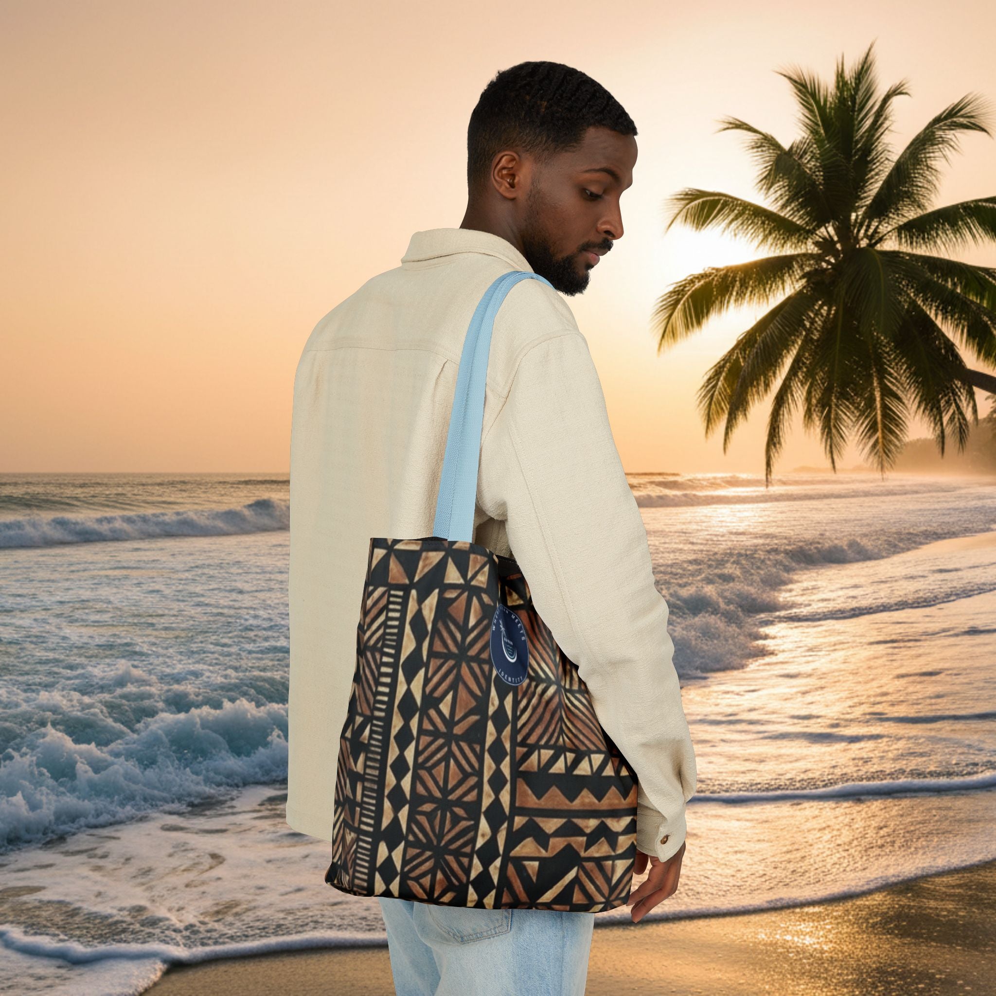Tribal Pattern Canvas Tote Bag — Beach Market Tote Bag
