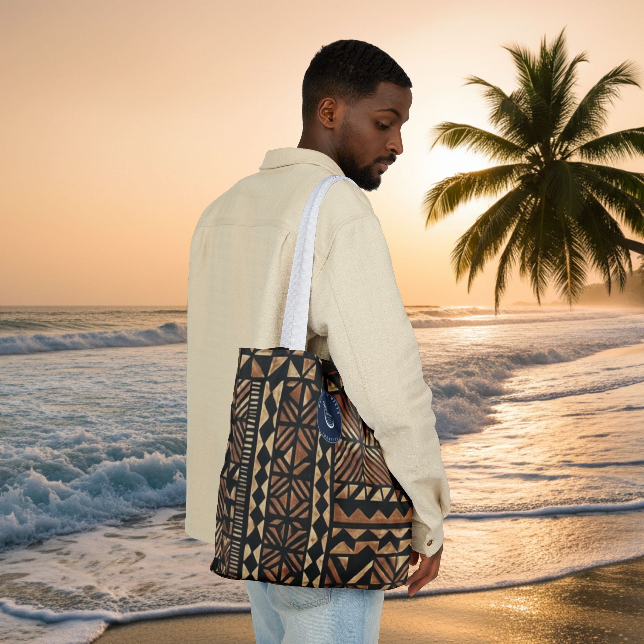 Tribal Pattern Canvas Tote Bag — Beach Market Tote Bag
