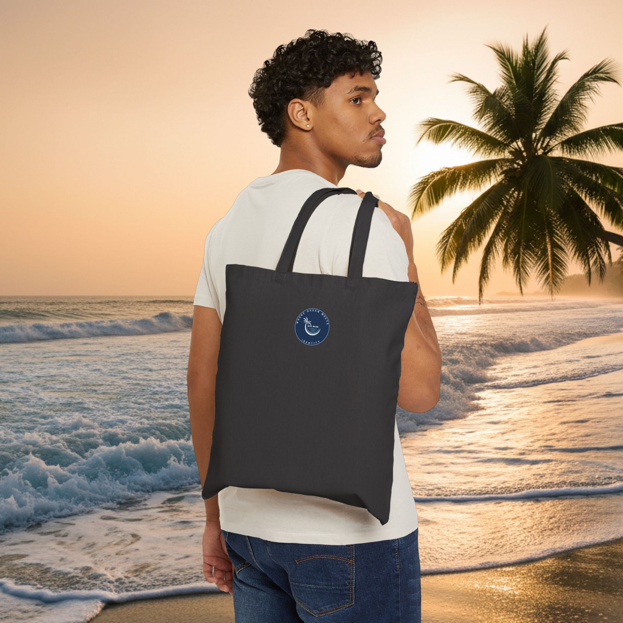KAI-WAII Beach Tote Bag — Cute Island Cartoon Canvas Tote for Summer