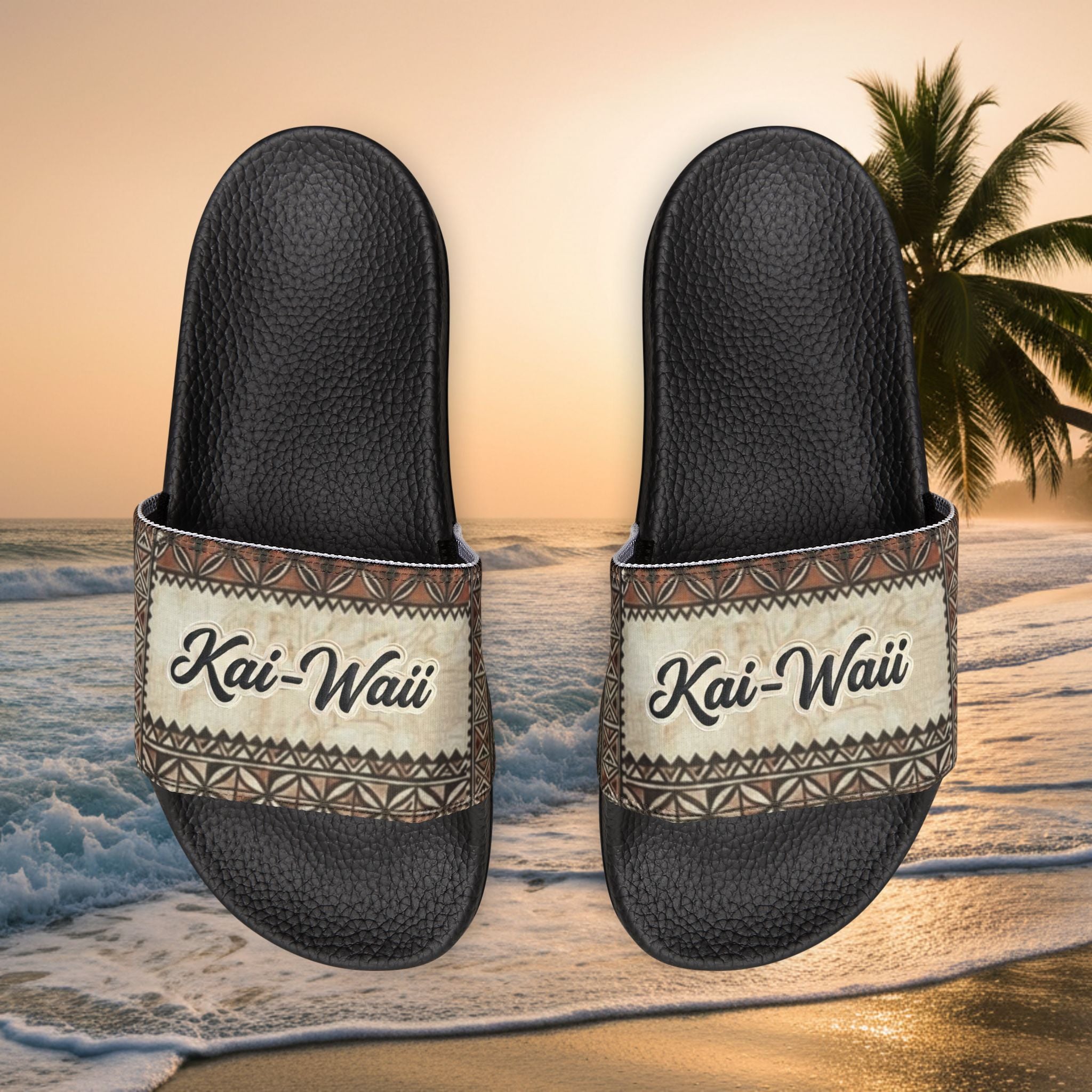 Women's Removable‑Strap Sandals — Boho Script Slide Sandals