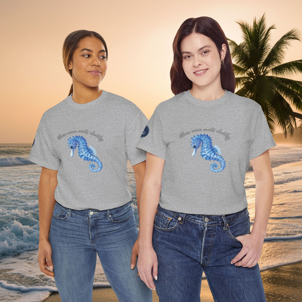 Seaside Seahorse T-Shirt — Blue Watercolor 'She Was Made Lovely' Tee