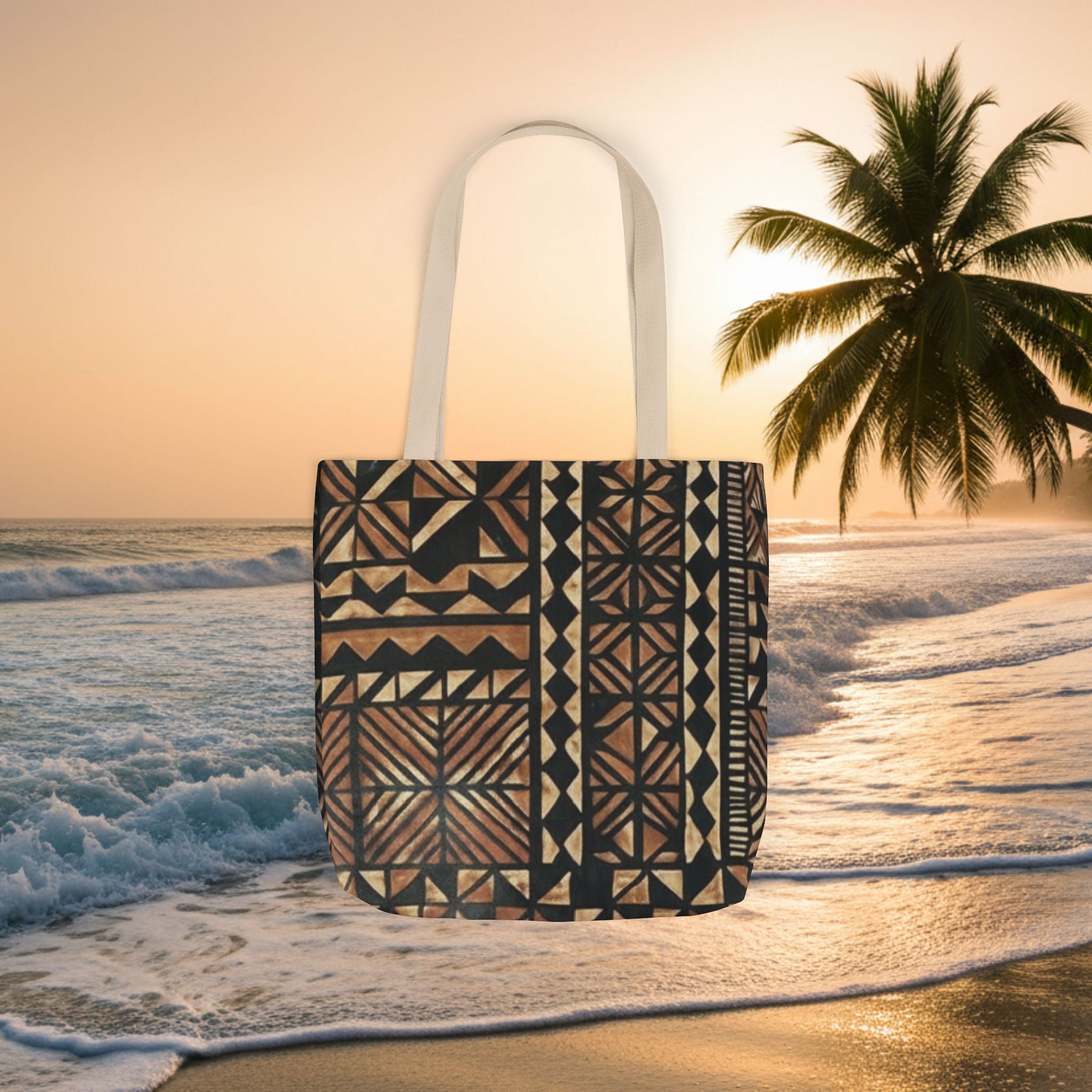 Tribal Pattern Canvas Tote Bag — Beach Market Tote Bag