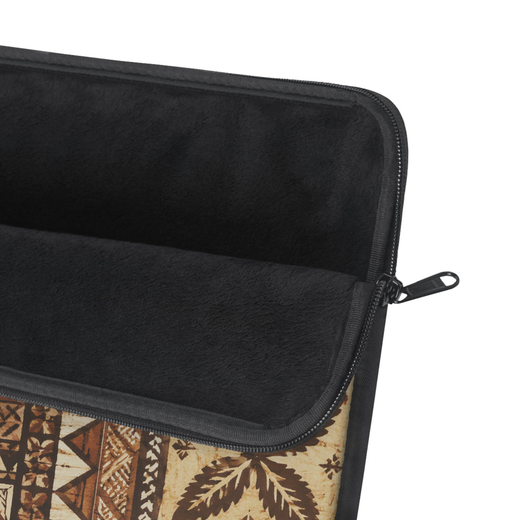 Tribal Tapa Pattern Laptop Sleeve — Rustic Polynesian-Inspired Tech Case