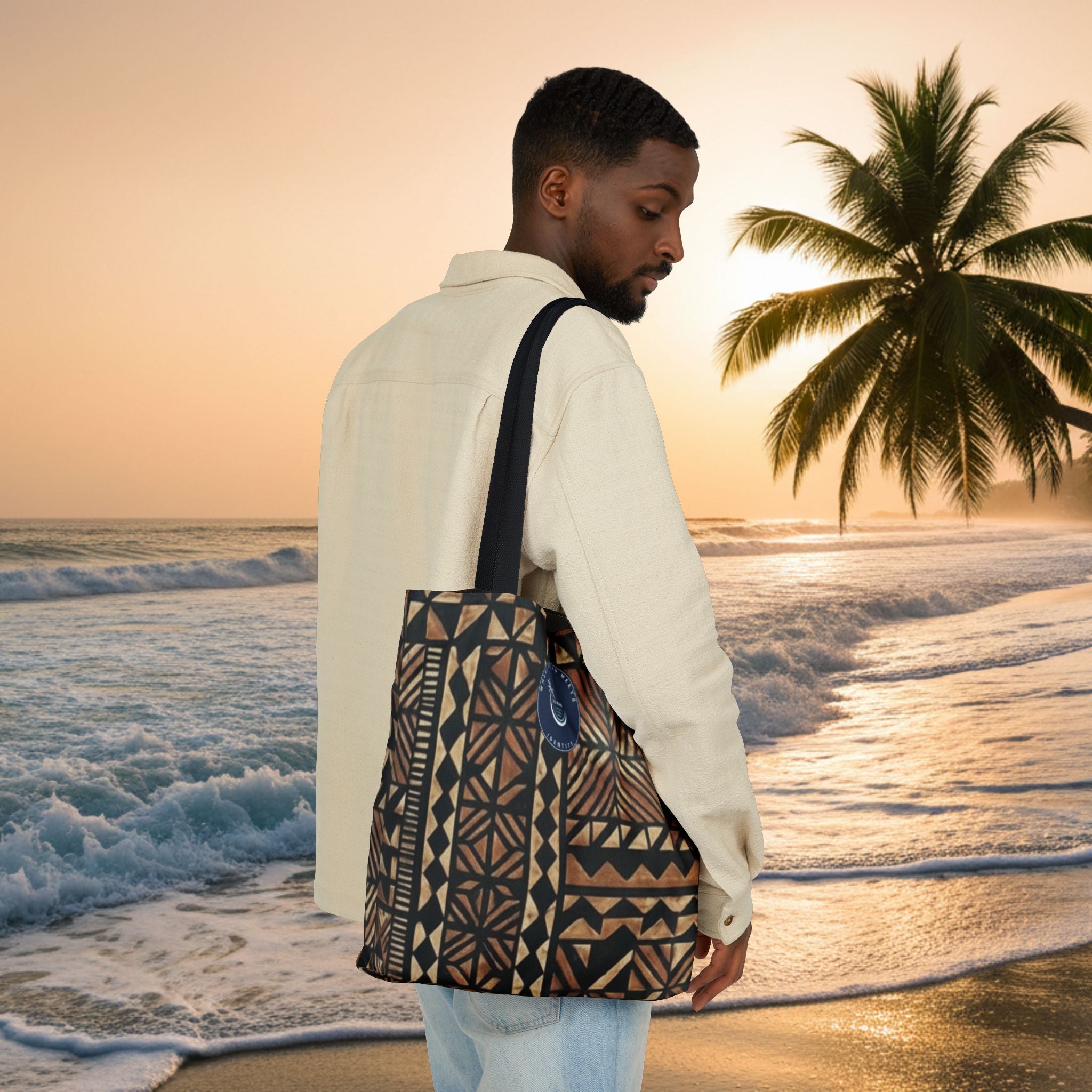 Tribal Pattern Canvas Tote Bag — Beach Market Tote Bag