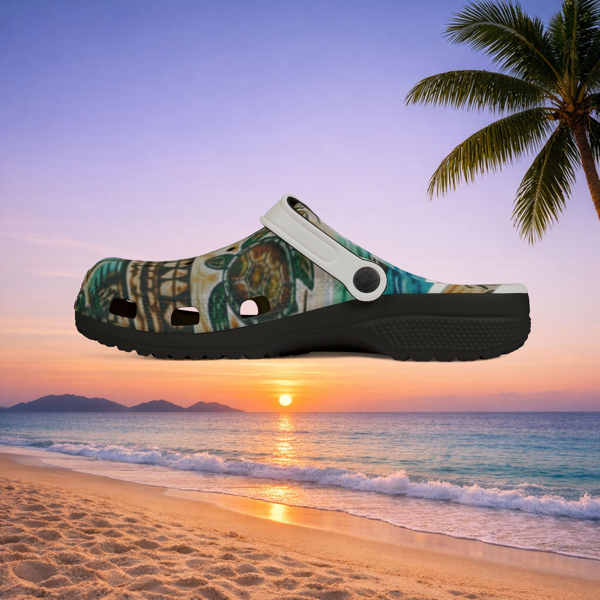 Tiki Palm Clogs — Tropical EVA Foam Slip-On Shoes