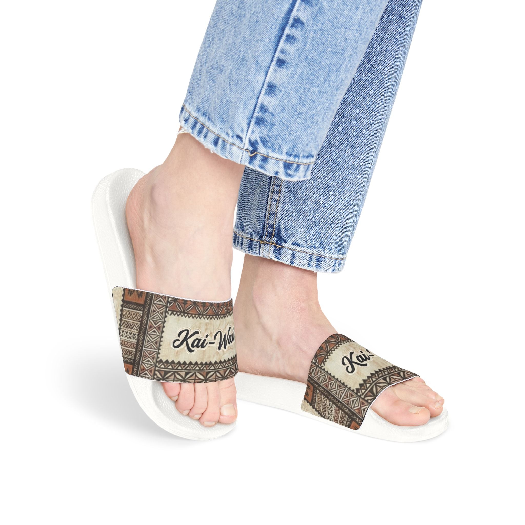 Women's Removable‑Strap Sandals — Boho Script Slide Sandals