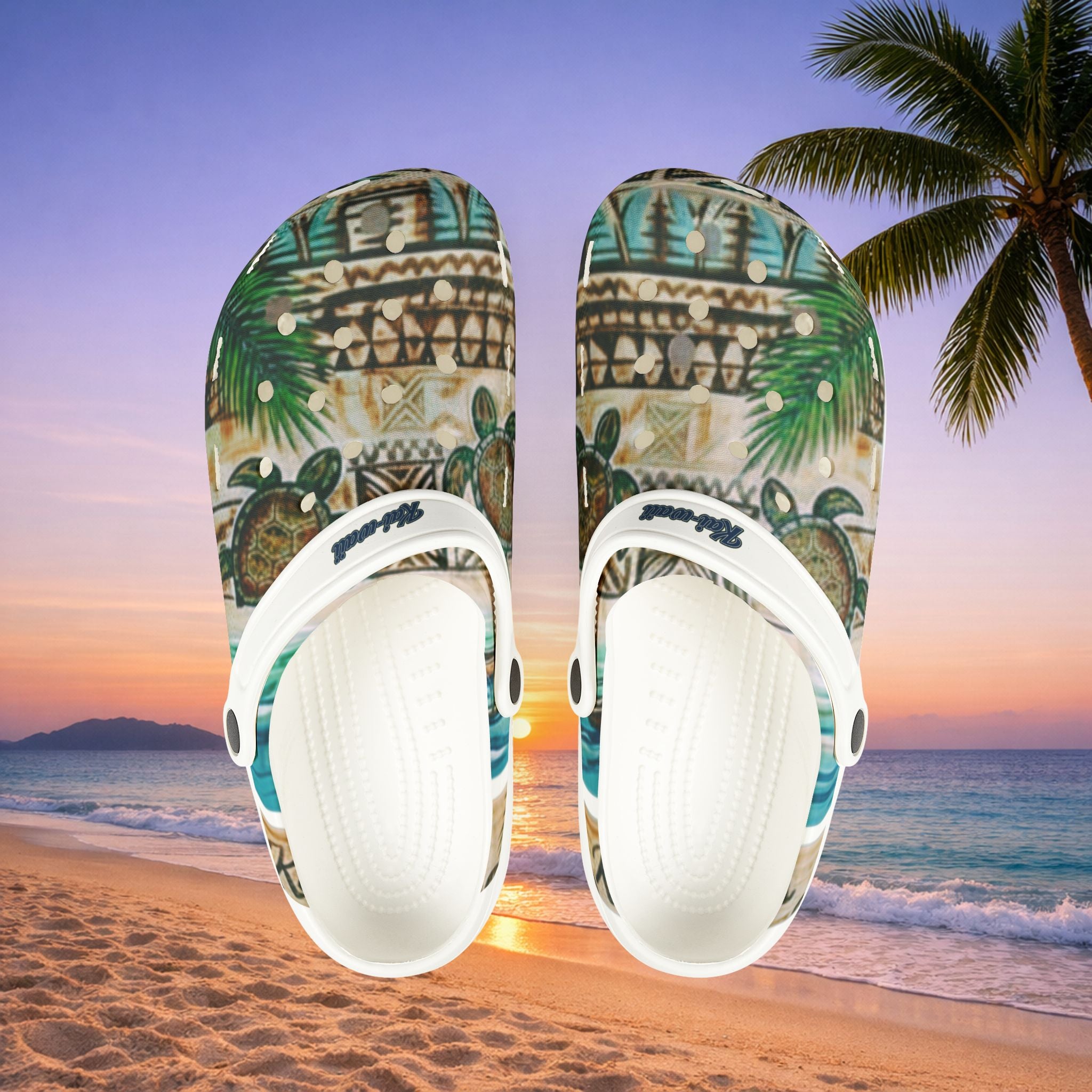 Tiki Palm Clogs — Tropical EVA Foam Slip-On Shoes