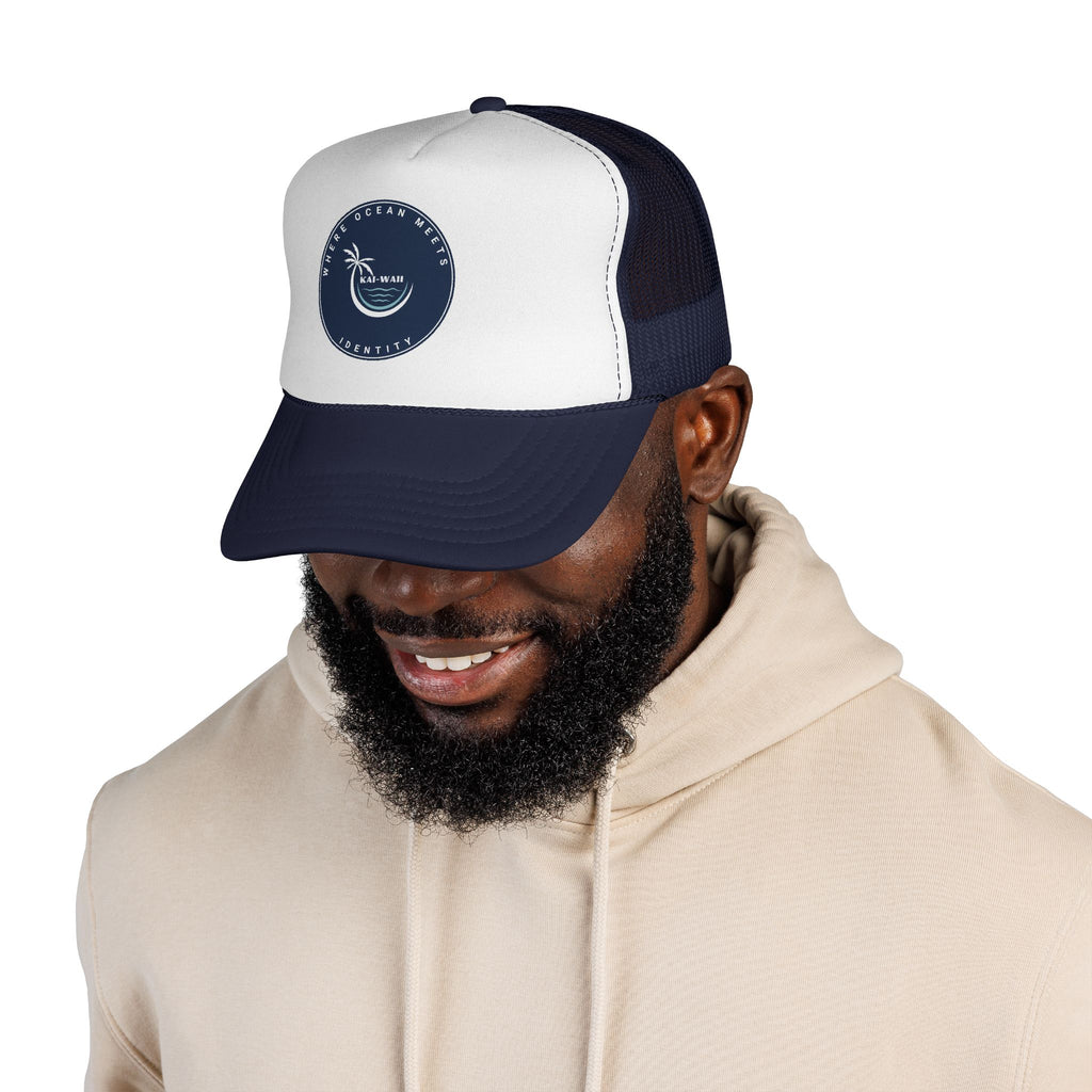 Coastal Vibes Trucker Cap — Ocean Club Palm Patch Snapback