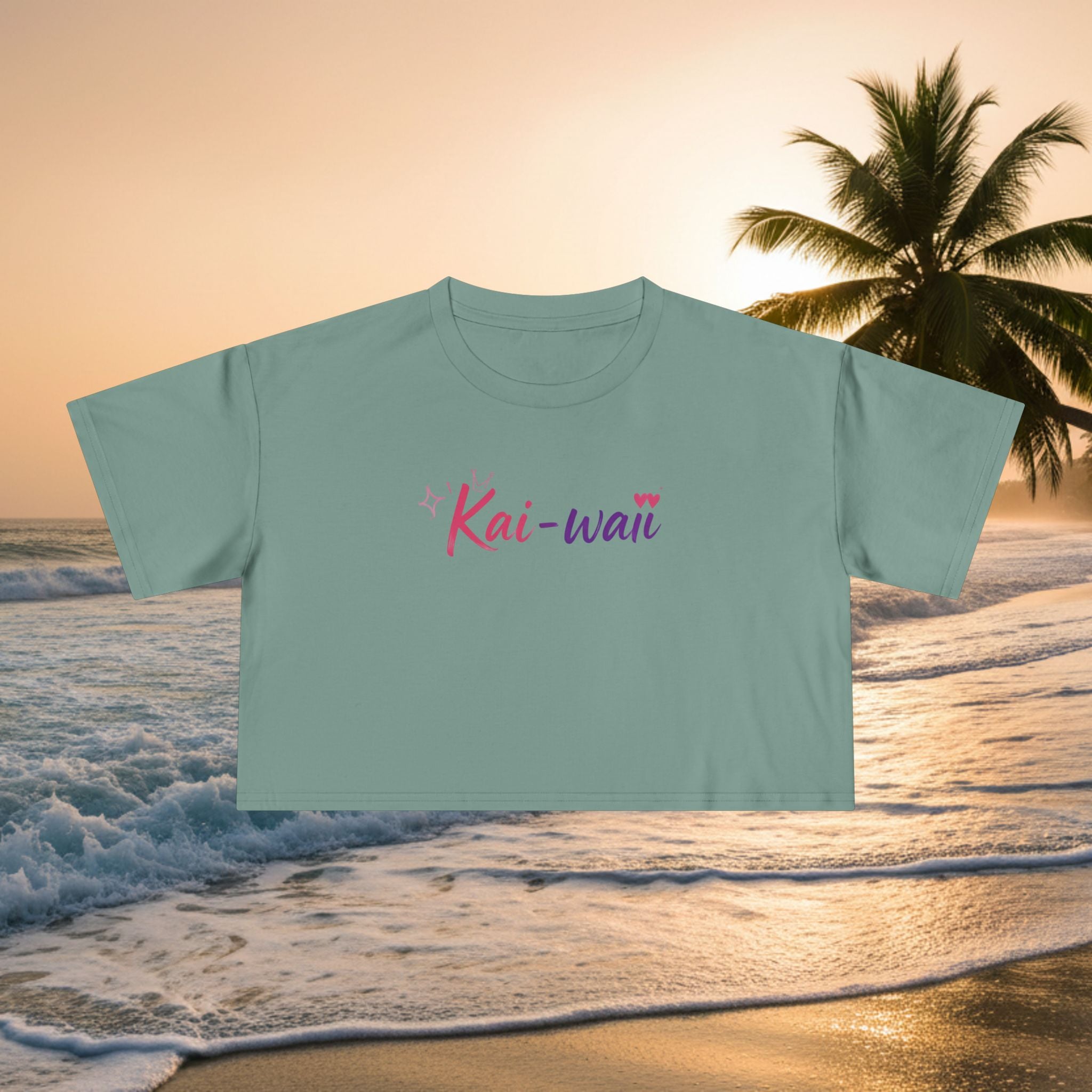 Crop Tee — "KAI-WAII" Minimal Script Graphic Top
