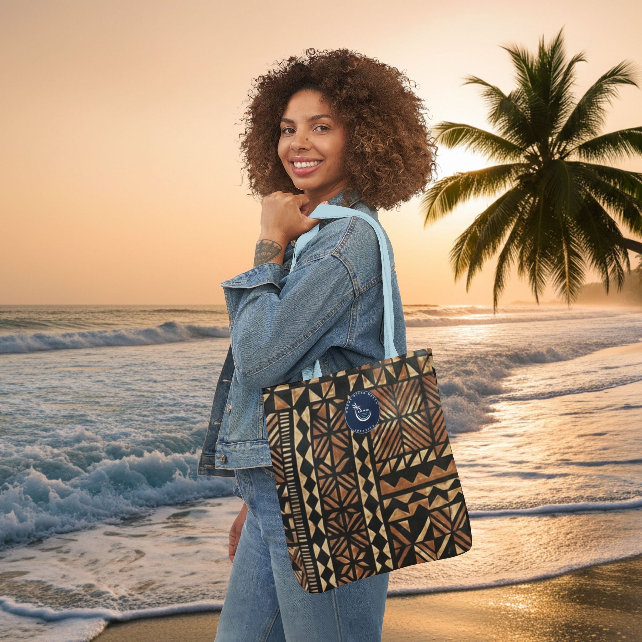 Tribal Pattern Canvas Tote Bag — Beach Market Tote Bag