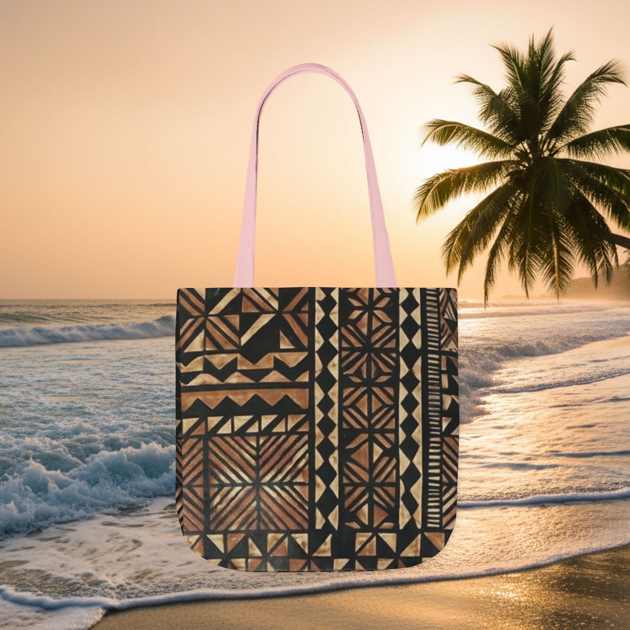 Tribal Pattern Canvas Tote Bag — Beach Market Tote Bag