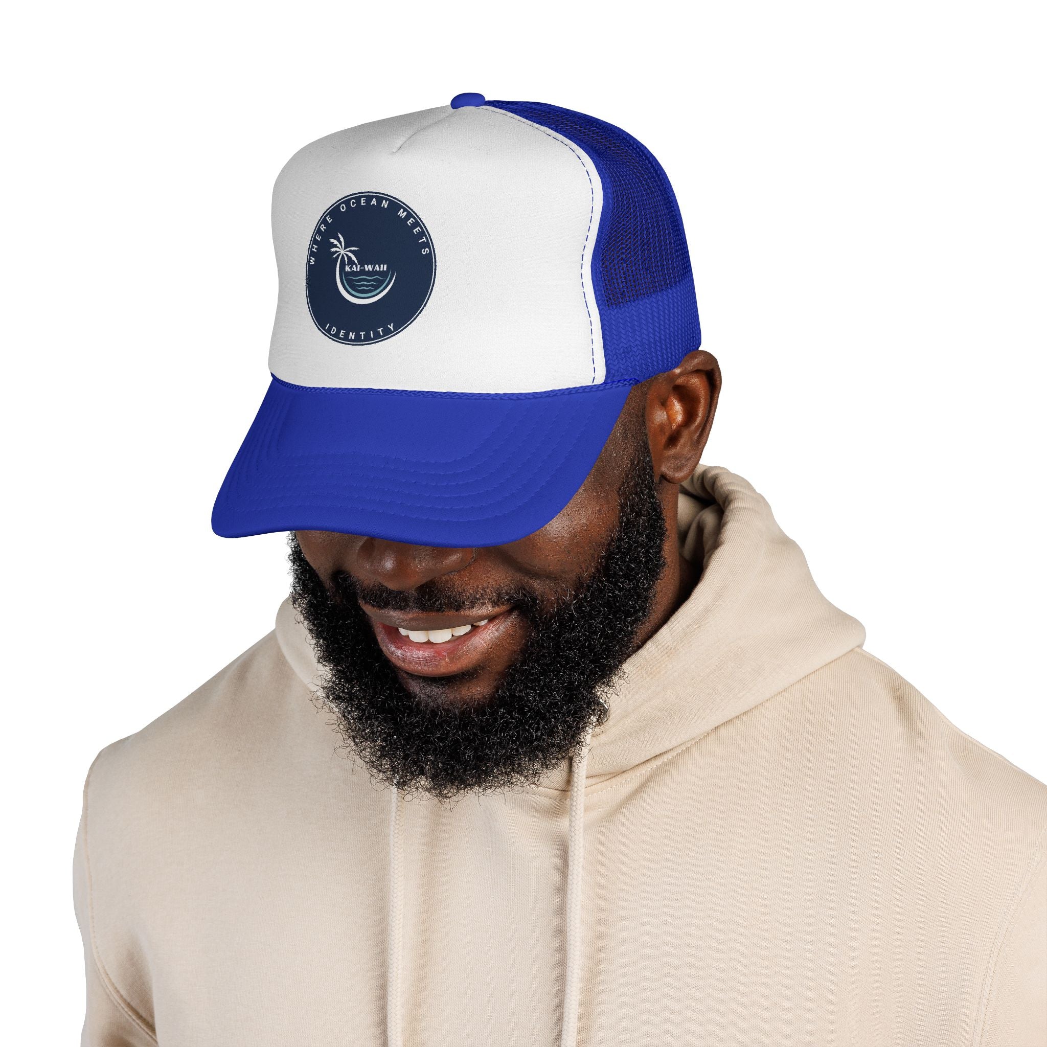 Coastal Vibes Trucker Cap — Ocean Club Palm Patch Snapback