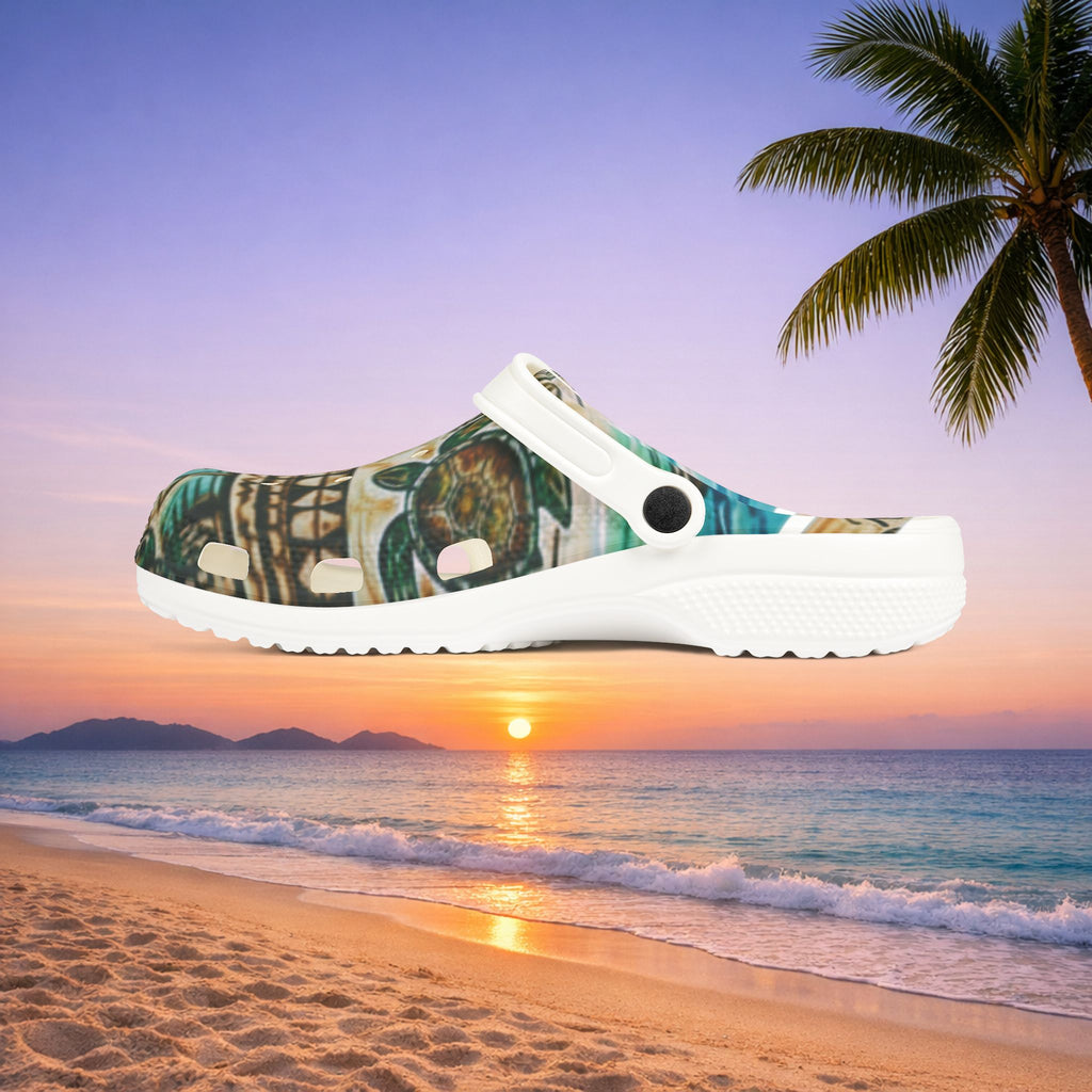 Tiki Palm Clogs — Tropical EVA Foam Slip-On Shoes