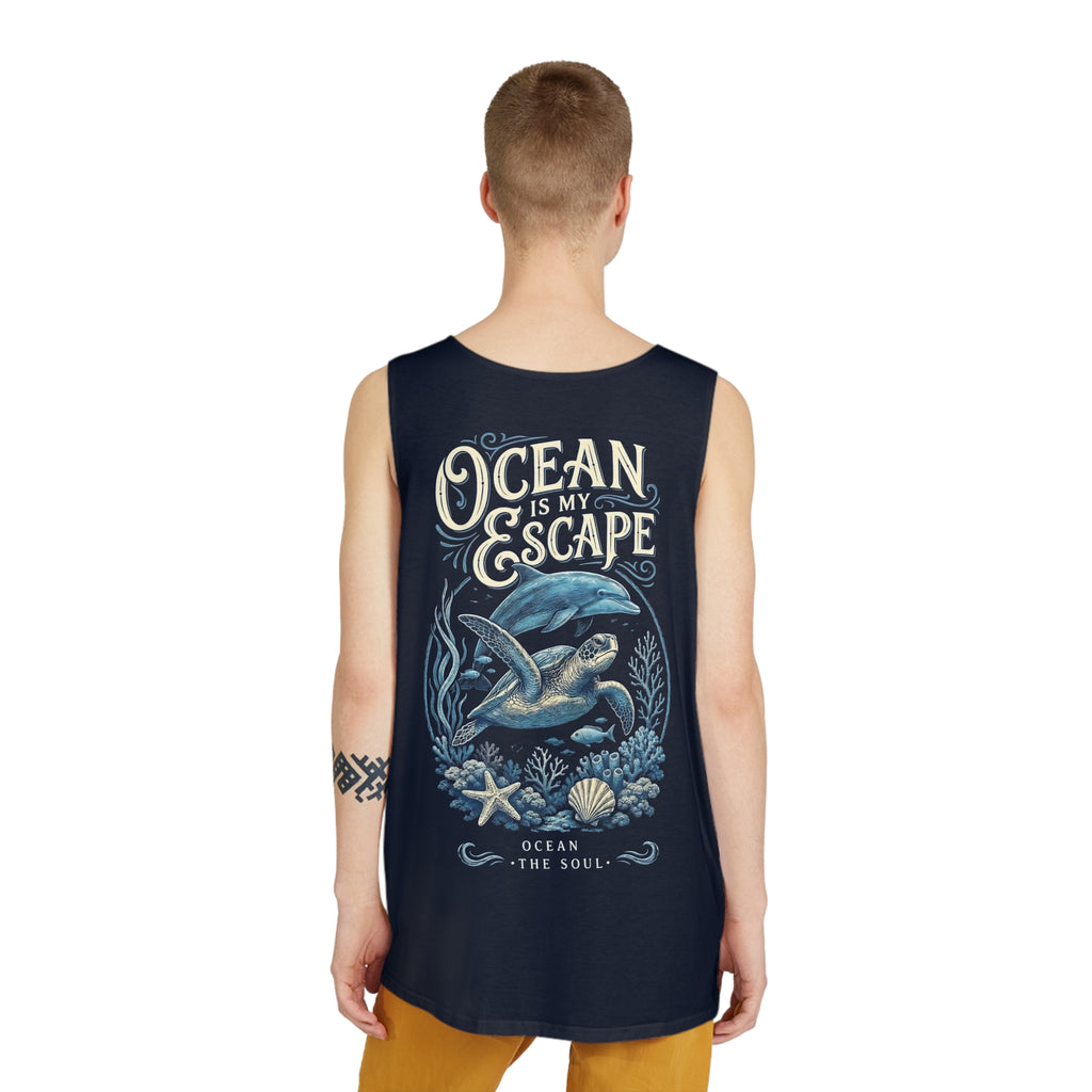 'Ocean Is My Escape'— Men's Marine Wildlife Graphic Tank Top