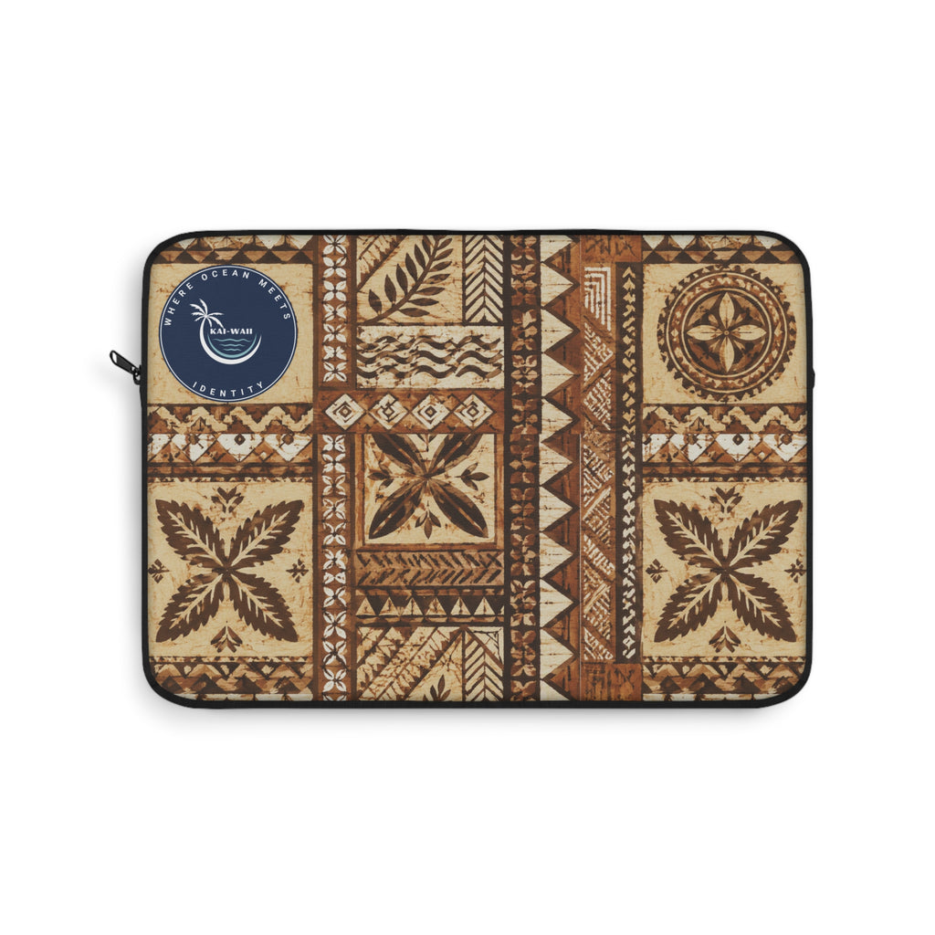Tribal Tapa Pattern Laptop Sleeve — Rustic Polynesian-Inspired Tech Case