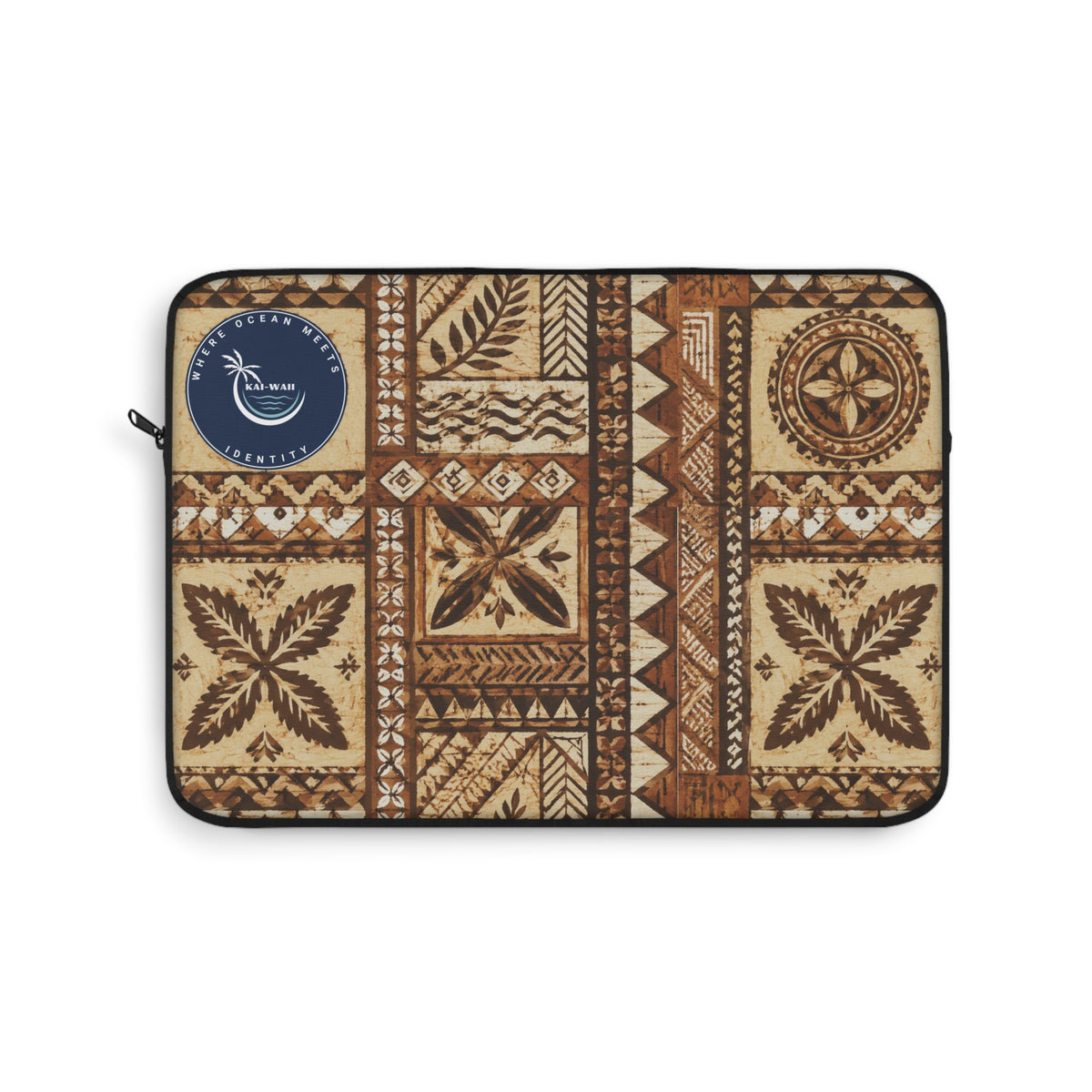 Tribal Tapa Pattern Laptop Sleeve — Rustic Polynesian-Inspired Tech Case