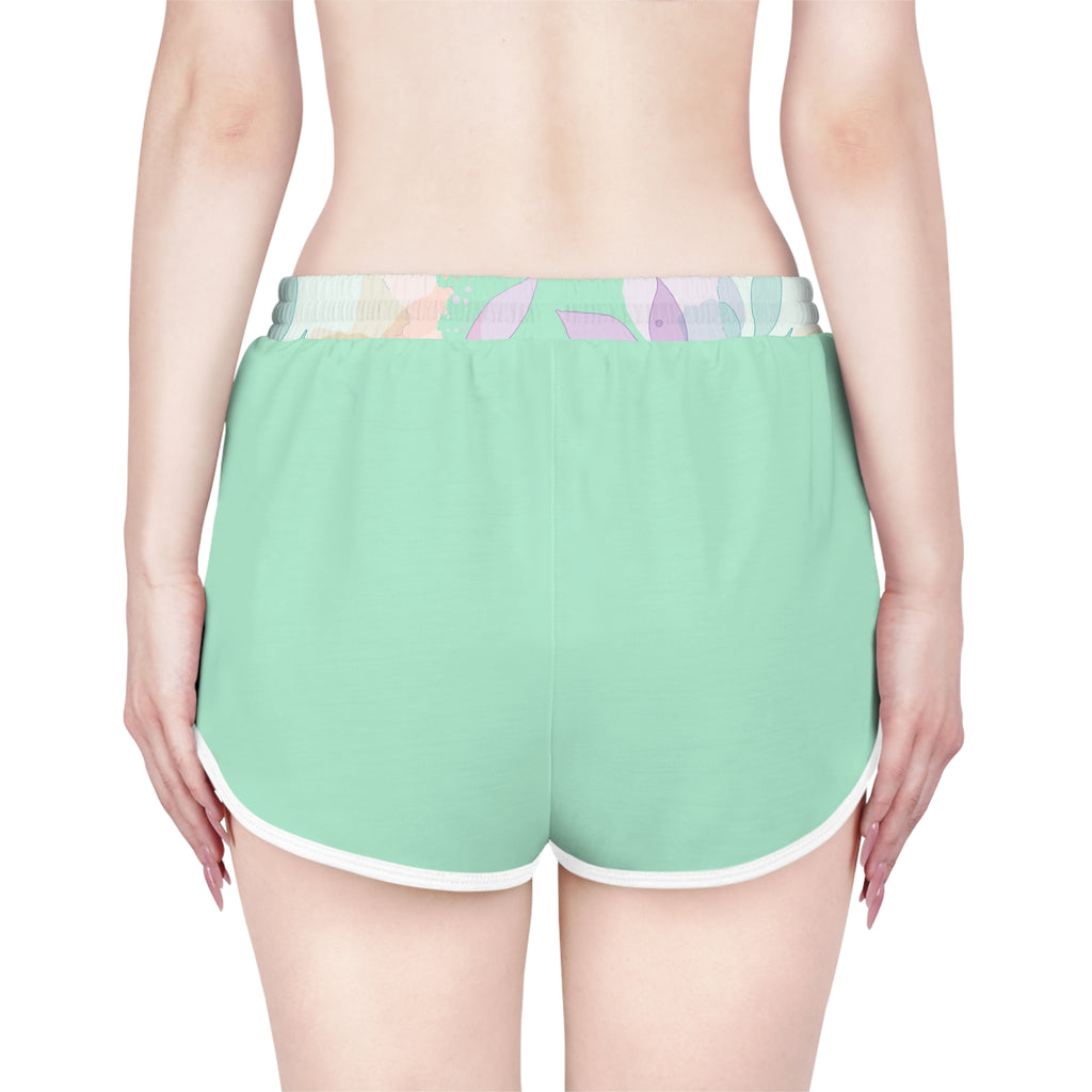 Kai-Waii Pastel Mint Women's Relaxed Shorts — Cute Heart Graphic Lounge Shorts