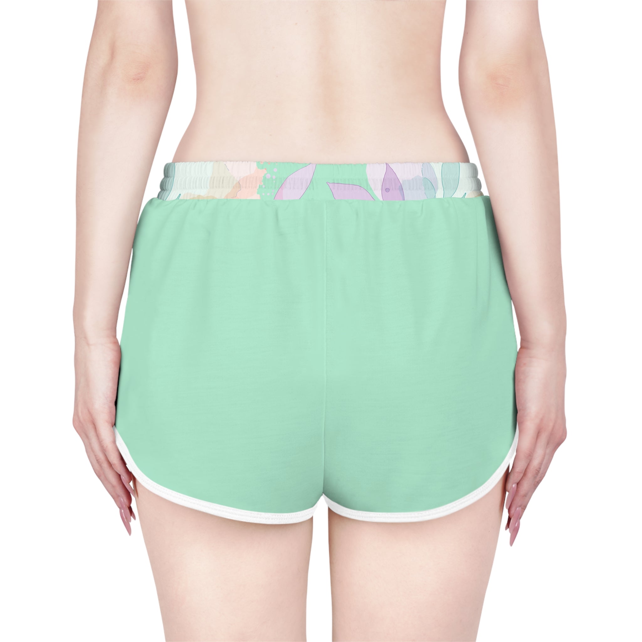 Kai-Waii Pastel Mint Women's Relaxed Shorts — Cute Heart Graphic Lounge Shorts