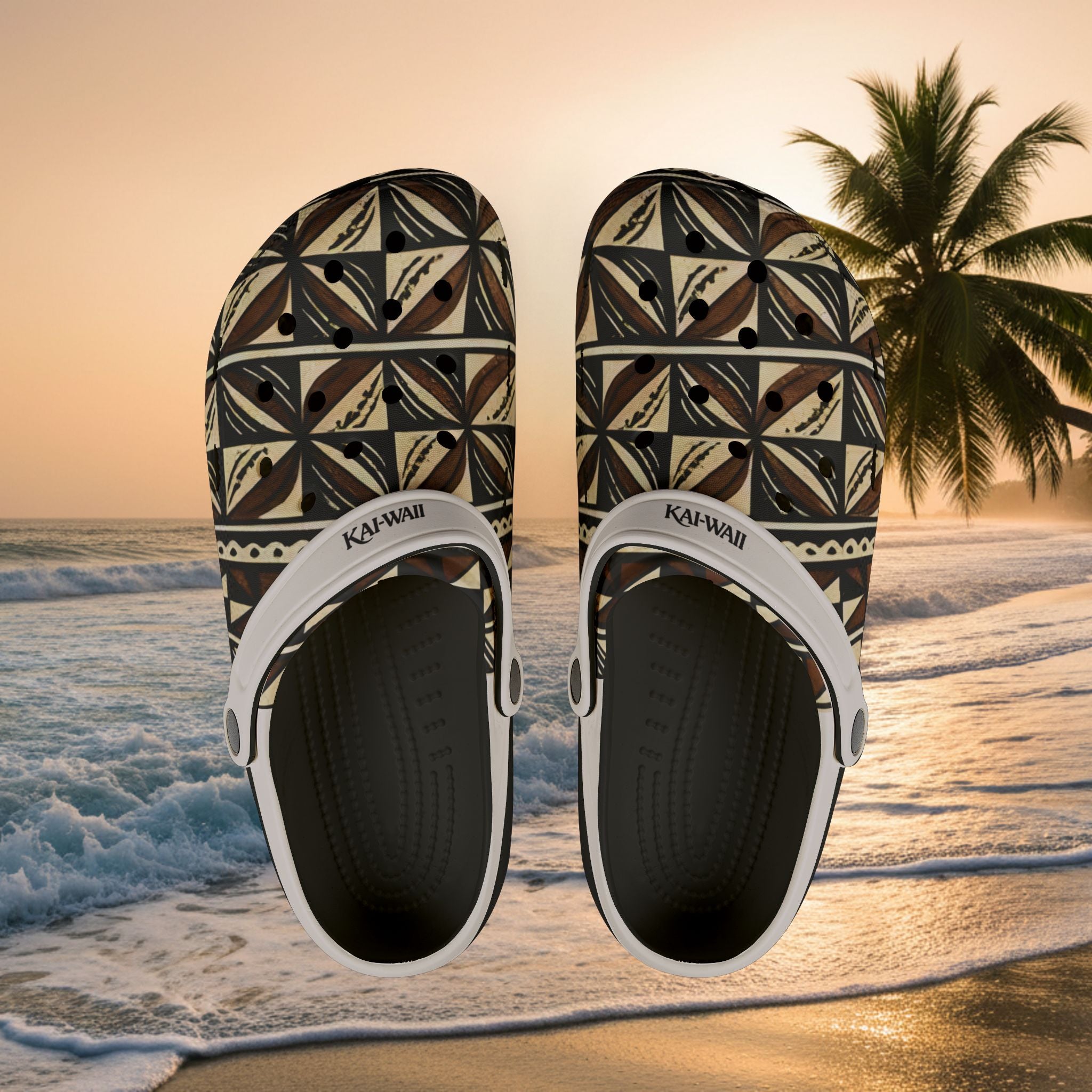 Tropical Tribal EVA Foam Clogs — Patterned Beach Slip-Ons