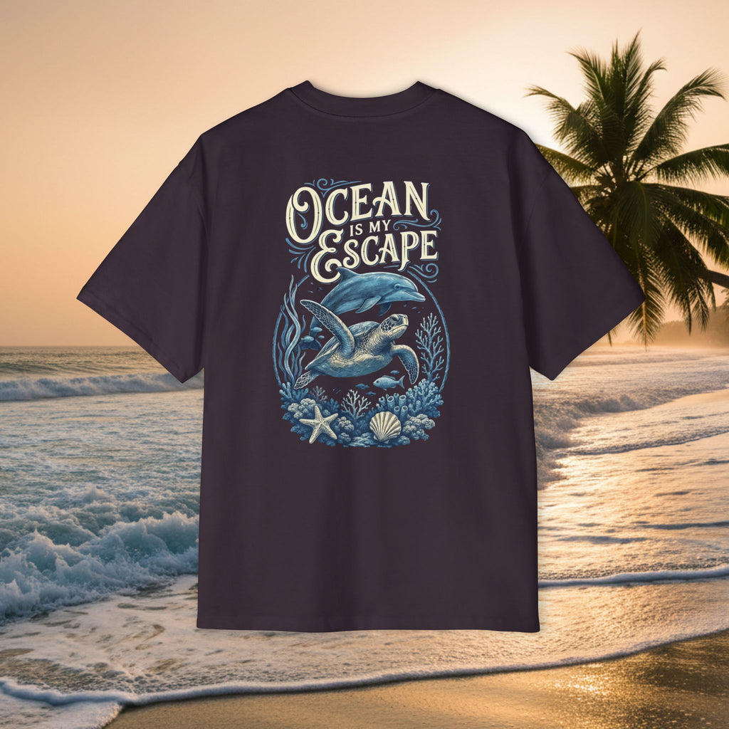 Ocean Is My Escape Tee — Men's Oversized Beach Graphic T-Shirt