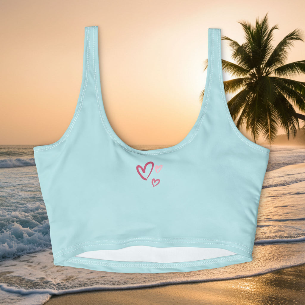 Kai-waii Script Sports Bra — Cute Pastel Beach Crop Top