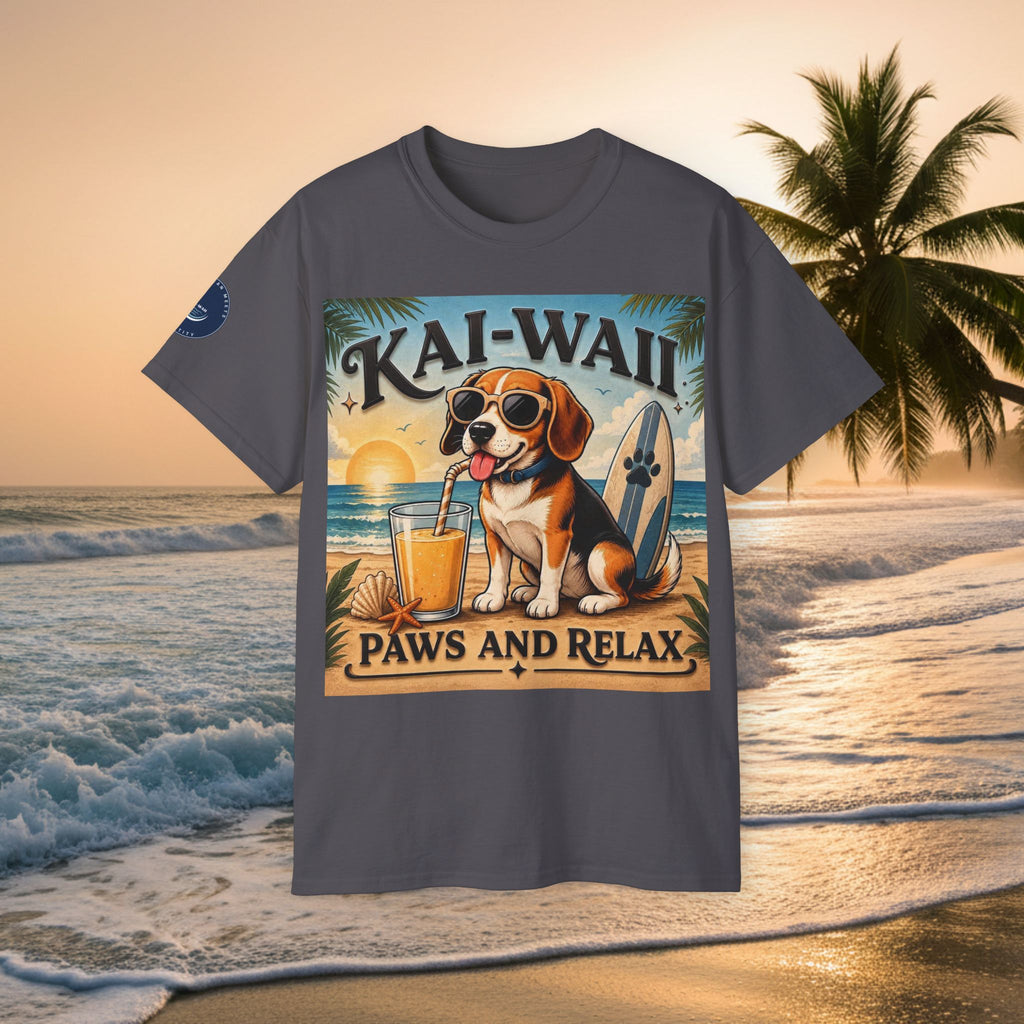T-Shirt — KAI-WAII 'Paws and Relax' Beach Dog Graphic Tee