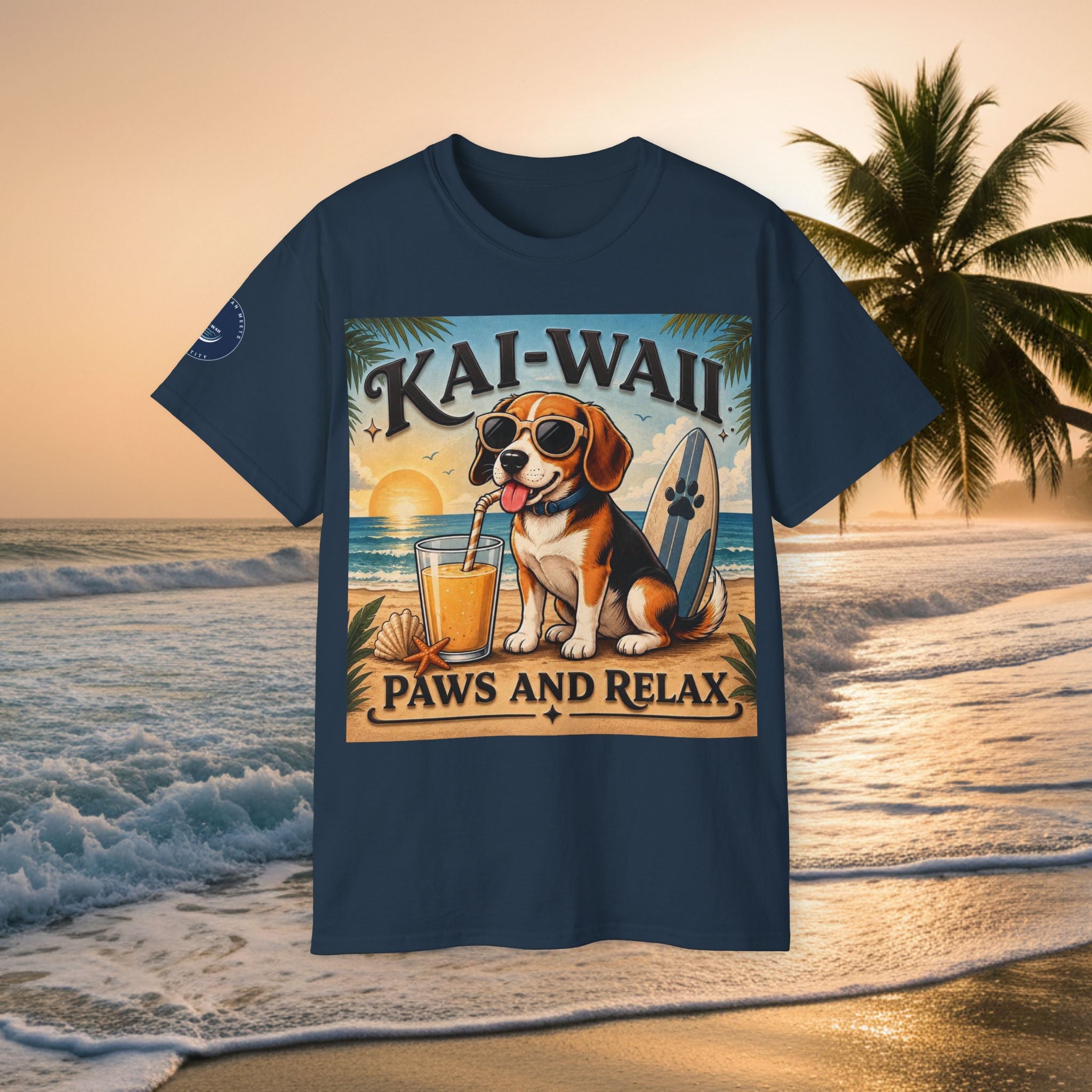 T-Shirt — KAI-WAII 'Paws and Relax' Beach Dog Graphic Tee
