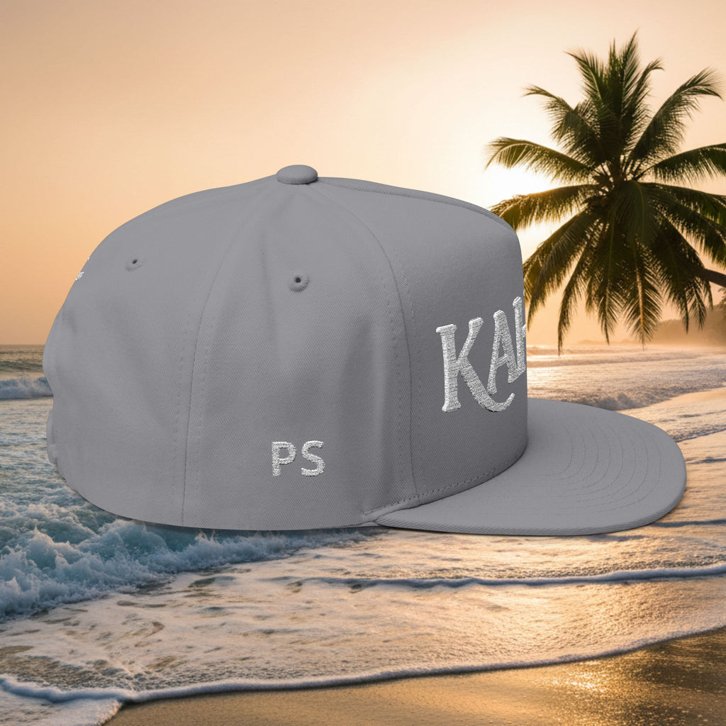 Kai-Wai Embroidered Flat Bill Cap — Nautical Beach Snapback [Personalizable]