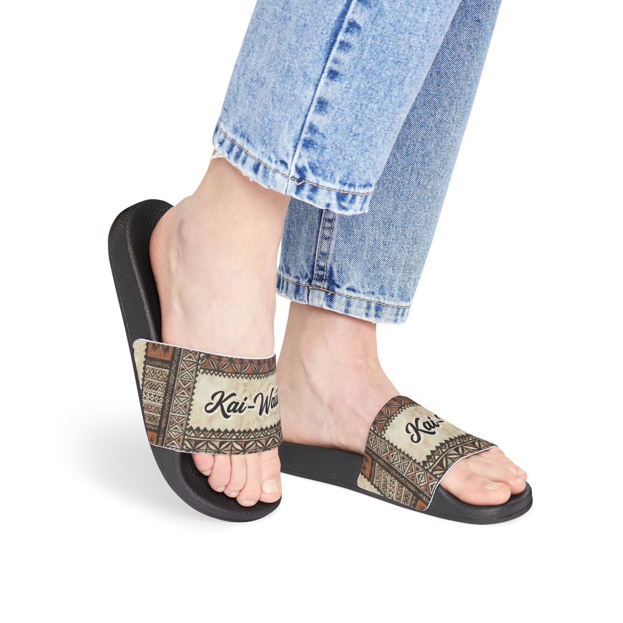 Women's Removable‑Strap Sandals — Boho Script Slide Sandals