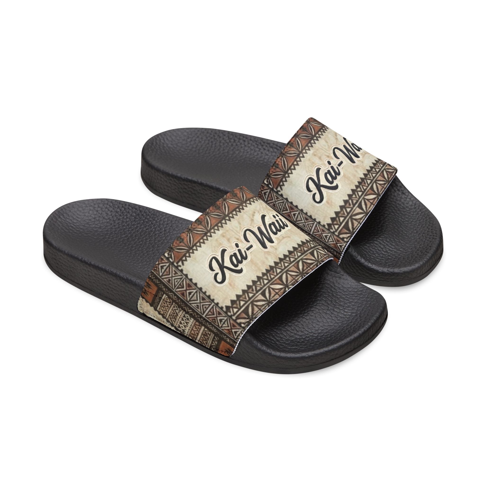 Women's Removable‑Strap Sandals — Boho Script Slide Sandals