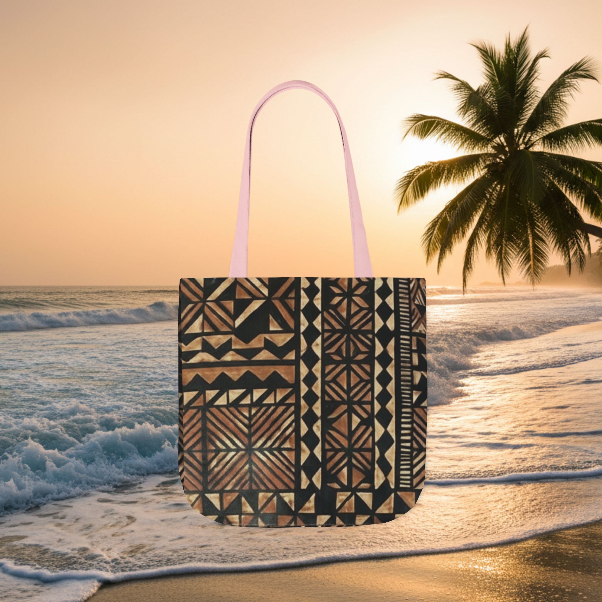 Tribal Pattern Canvas Tote Bag — Beach Market Tote Bag