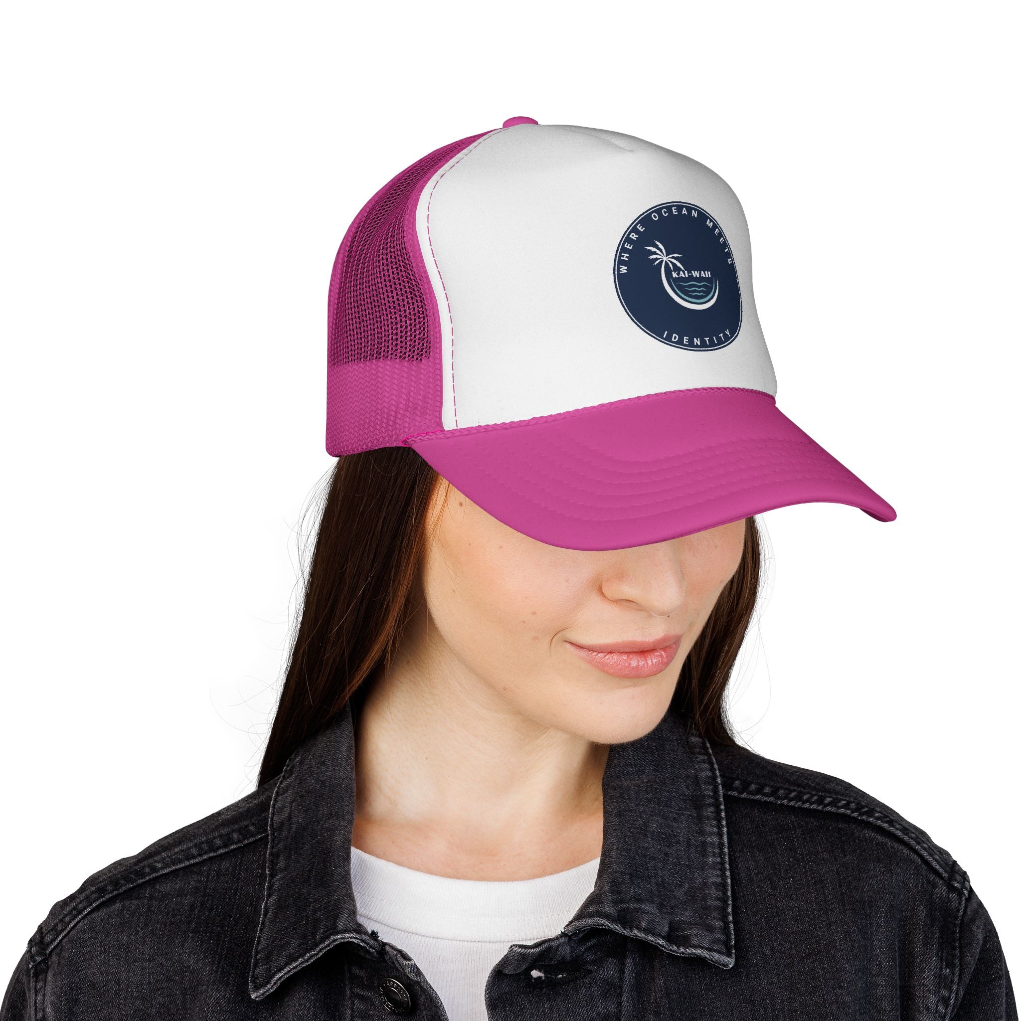Coastal Vibes Trucker Cap — Ocean Club Palm Patch Snapback