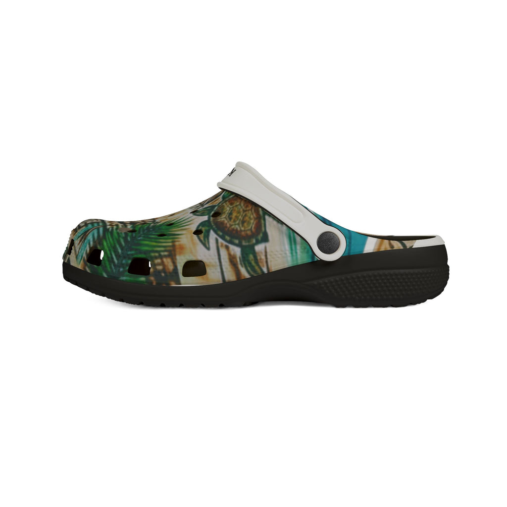 Tiki Palm Clogs — Tropical EVA Foam Slip-On Shoes