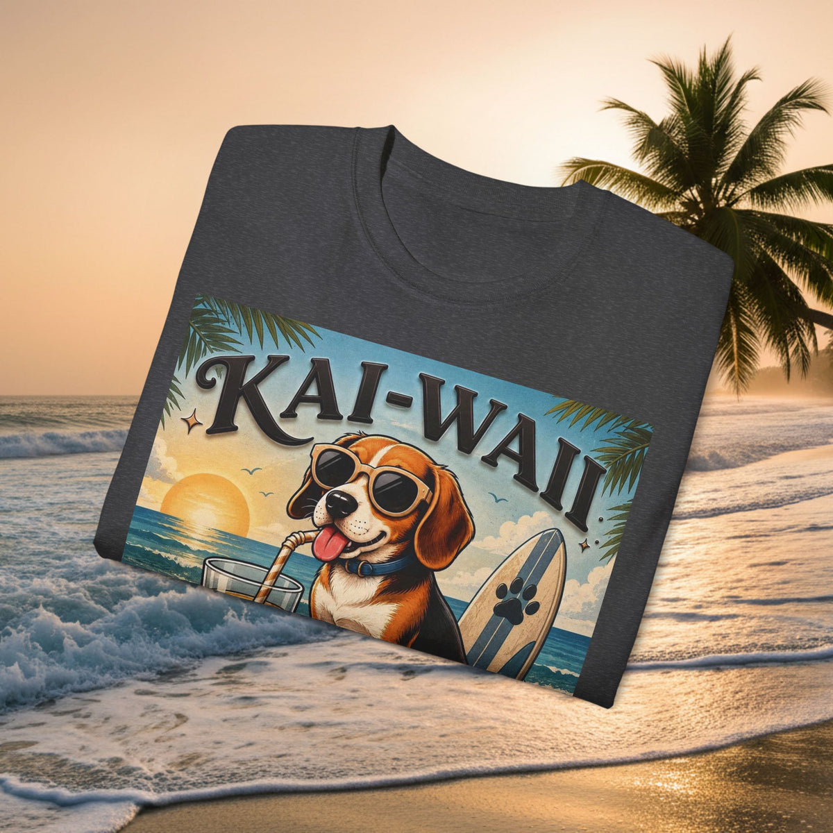 T-Shirt — KAI-WAII 'Paws and Relax' Beach Dog Graphic Tee