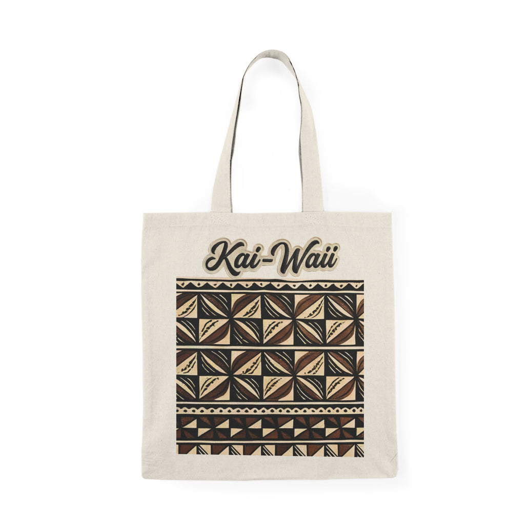 Kai-Waïi Tribal Pattern Tote Bag — Natural Canvas Eco Shopper