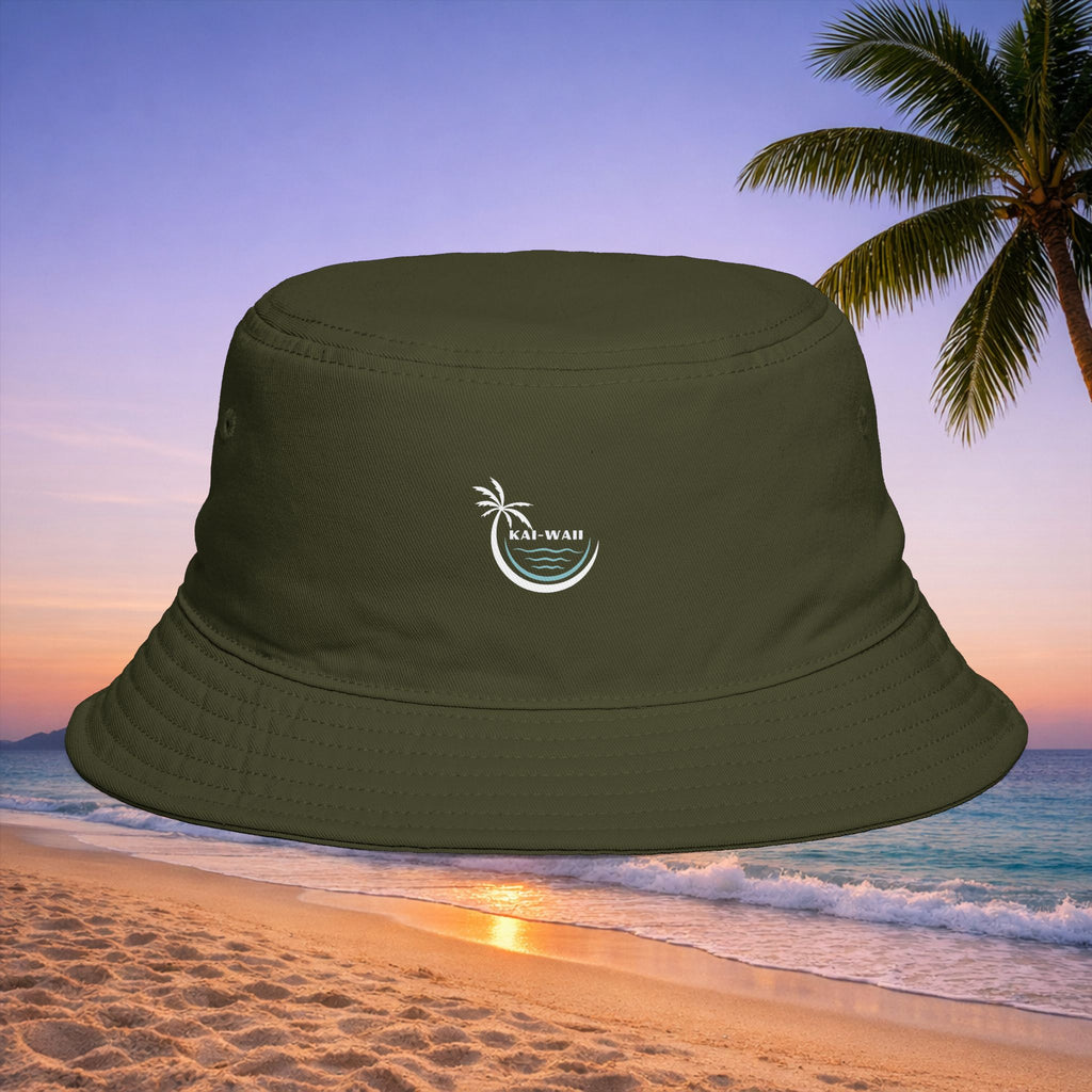 Bucket Hat – 'Kai-Waii' Tropical Palm Logo Beach Bucket Hat