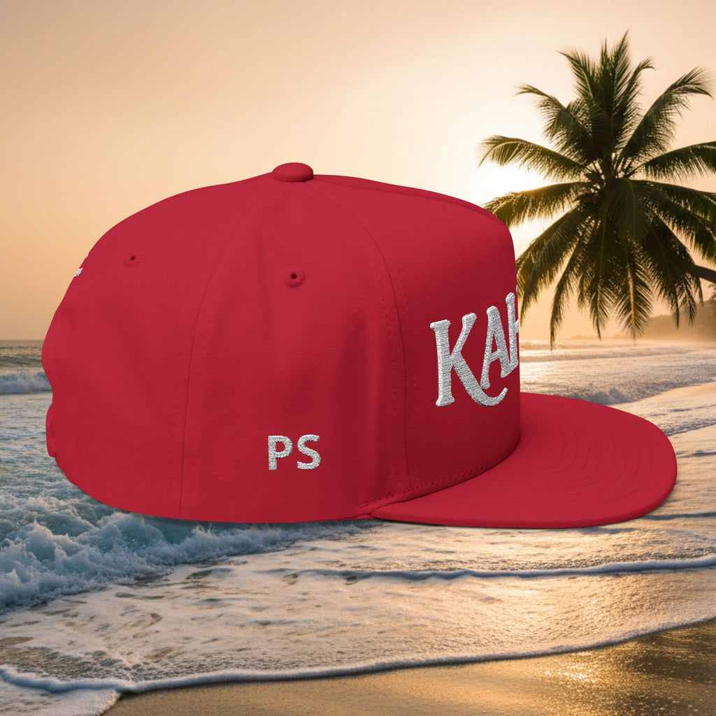 Kai-Wai Embroidered Flat Bill Cap — Nautical Beach Snapback [Personalizable]