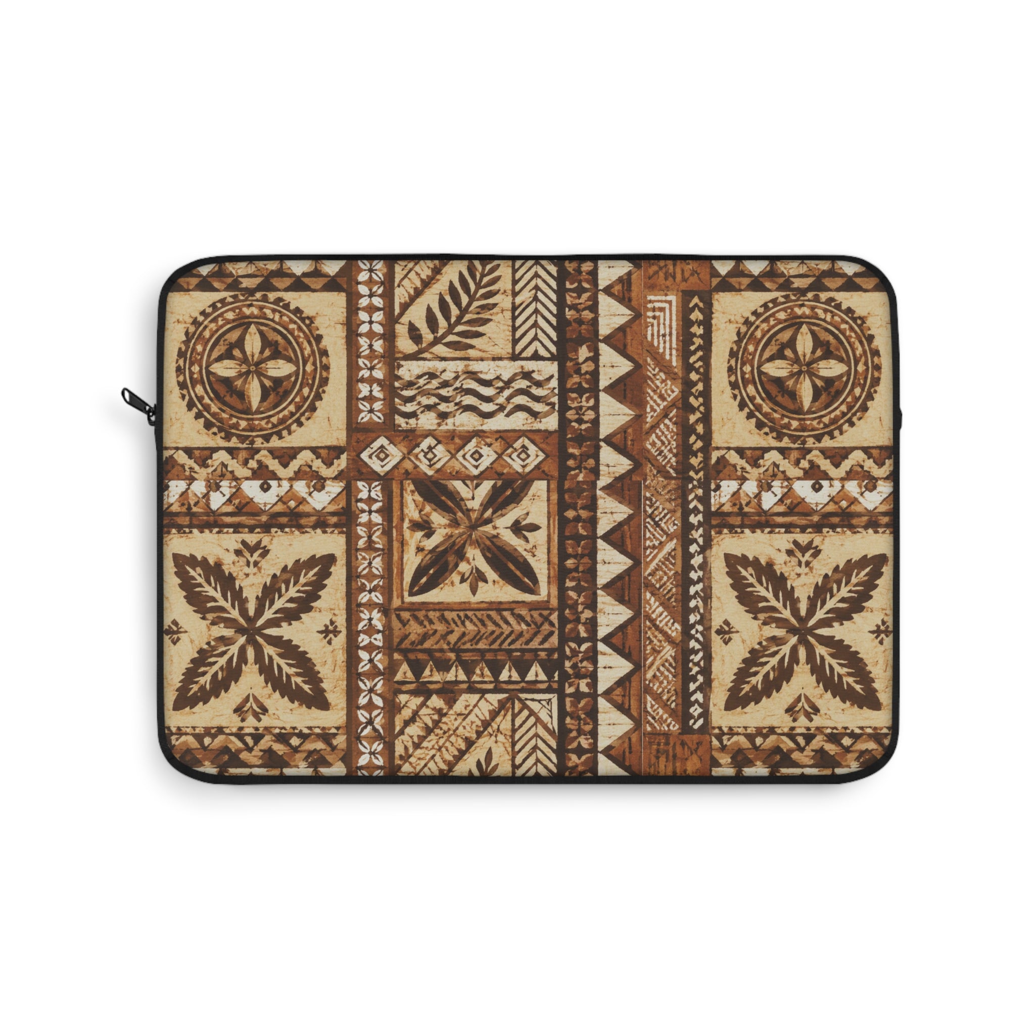 Tribal Tapa Pattern Laptop Sleeve — Rustic Polynesian-Inspired Tech Case